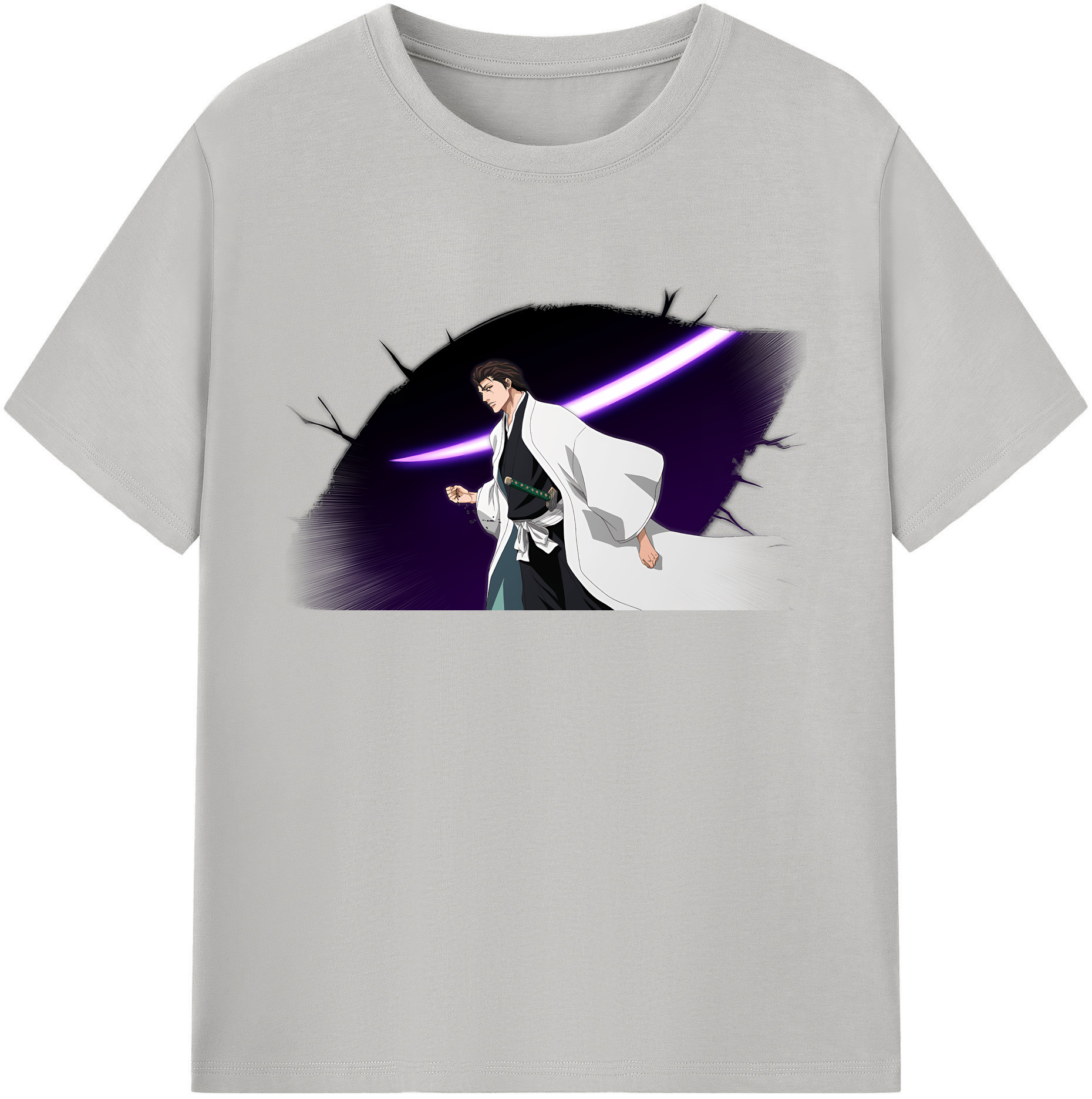 （画像用） ブリーチ 藍染 惣右介（あいぜん そうすけ） BLEACH Aizen Sousuke 綿100％ メンズ半袖Tシャツ｜肌触りやわらか＆通気性