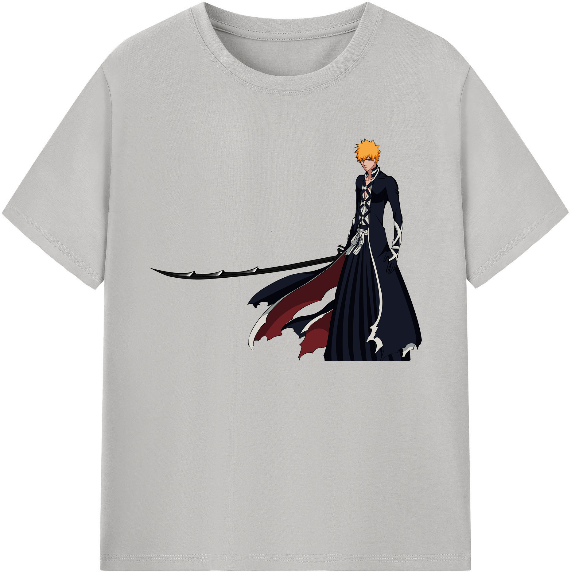 （画像用） ブリーチ 黒崎一護（くろさき いちご）BLEACH Kurosaki Ichigo 綿100％ メンズ半袖Tシャツ｜肌触りやわらか＆通気性