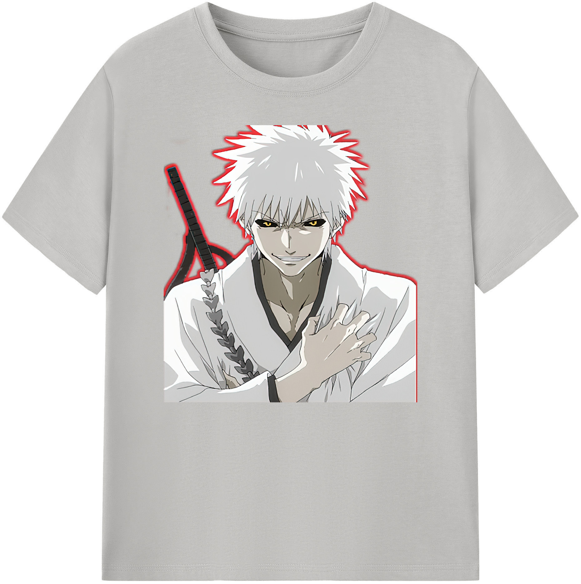 （画像用） ブリーチ 黒崎一護（くろさき いちご）BLEACH Kurosaki Ichigo 綿100％ メンズ半袖Tシャツ｜肌触りやわらか＆通気性