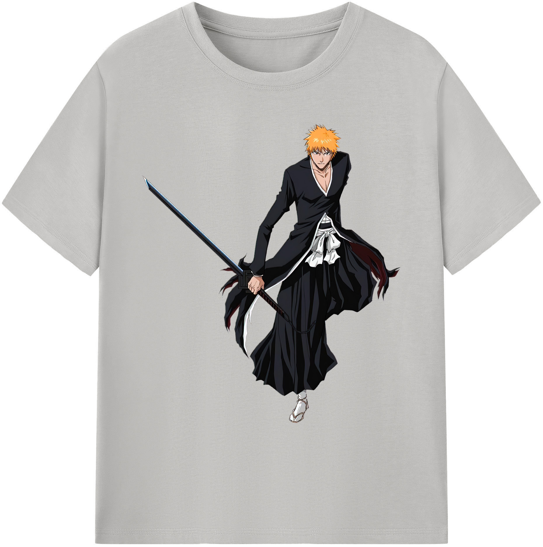 （画像用） ブリーチ 黒崎一護（くろさき いちご）BLEACH Kurosaki Ichigo 綿100％ メンズ半袖Tシャツ｜肌触りやわらか＆通気性