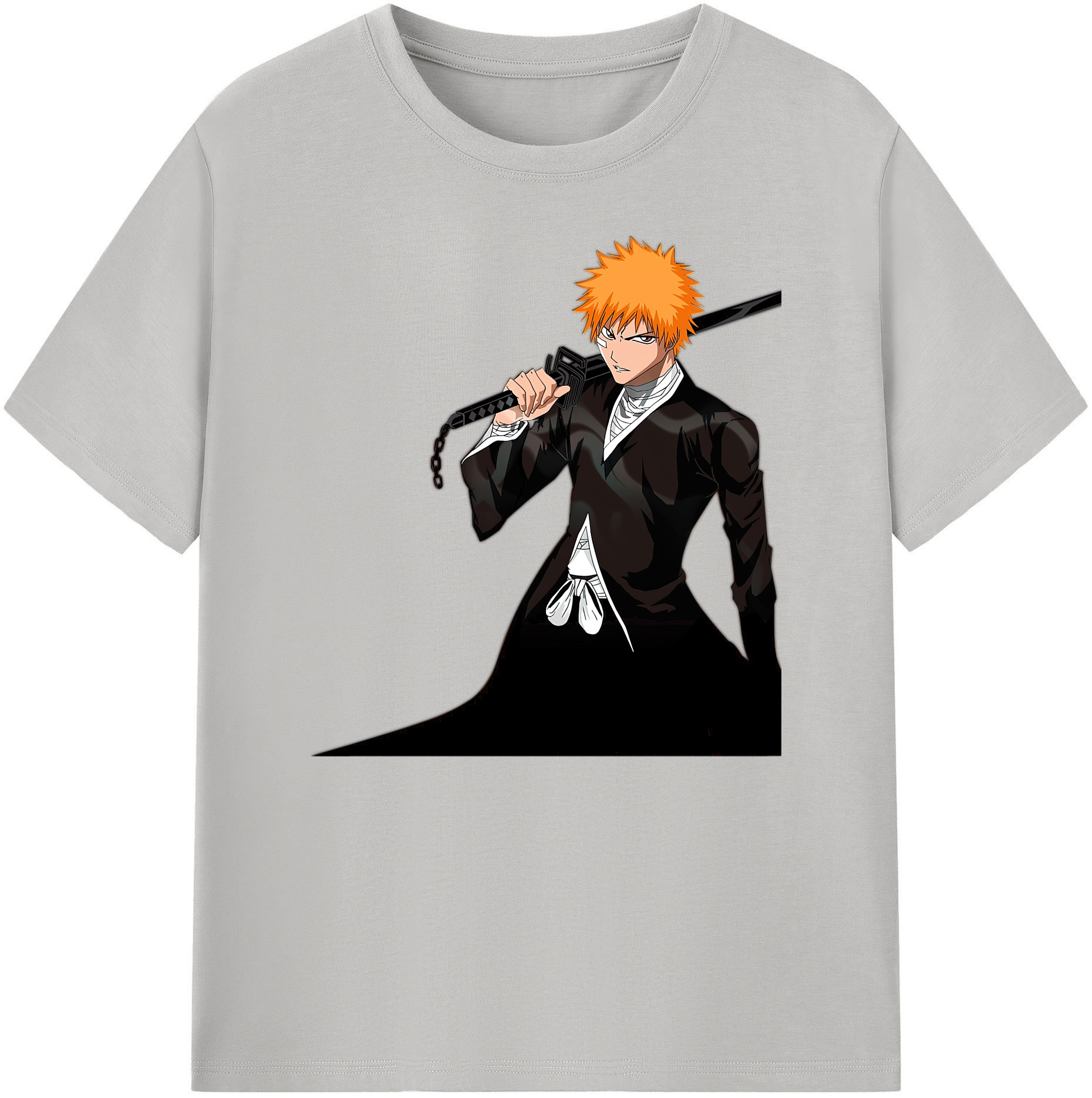 （画像用） ブリーチ 黒崎一護（くろさき いちご）BLEACH Kurosaki Ichigo 綿100％ メンズ半袖Tシャツ｜肌触りやわらか＆通気性