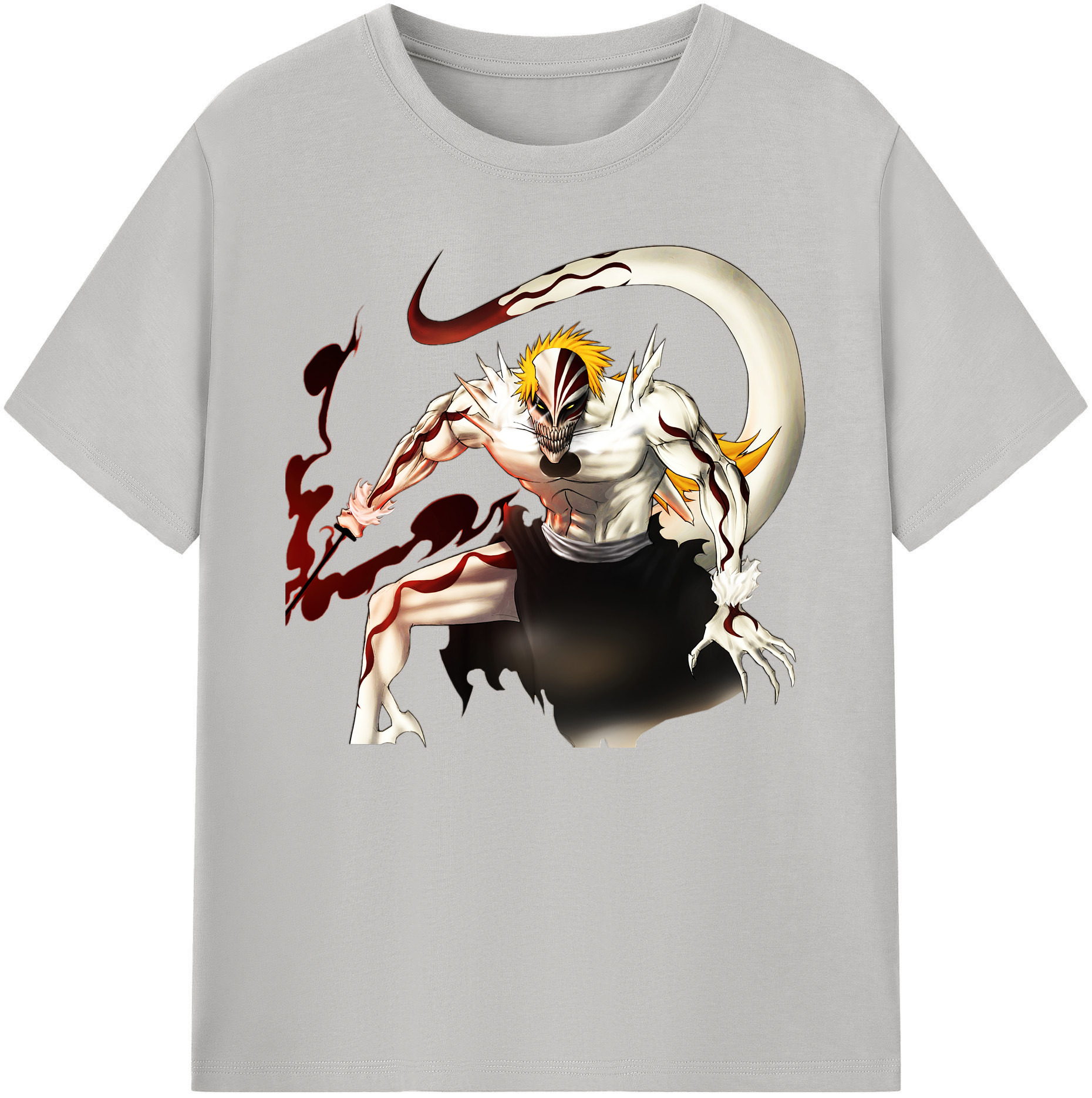 （画像用） ブリーチ 黒崎一護（くろさき いちご）BLEACH Kurosaki Ichigo 綿100％ メンズ半袖Tシャツ｜肌触りやわらか＆通気性