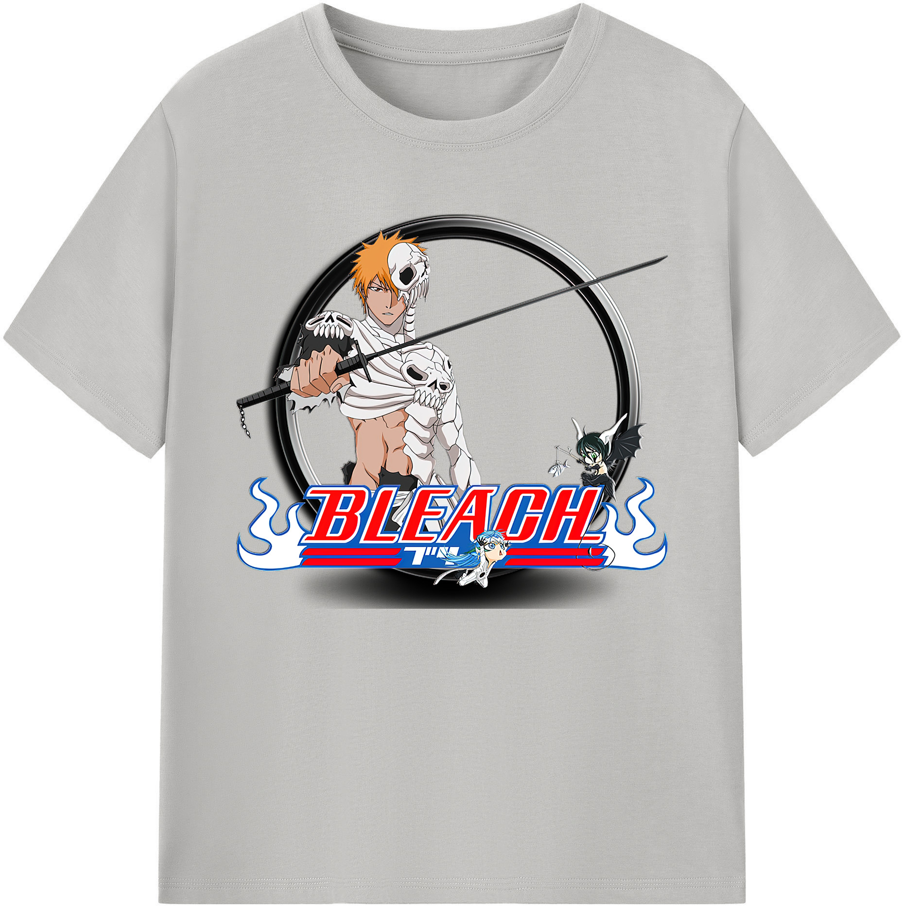 （画像用） ブリーチ 黒崎一護（くろさき いちご）BLEACH Kurosaki Ichigo 綿100％ メンズ半袖Tシャツ｜肌触りやわらか＆通気性