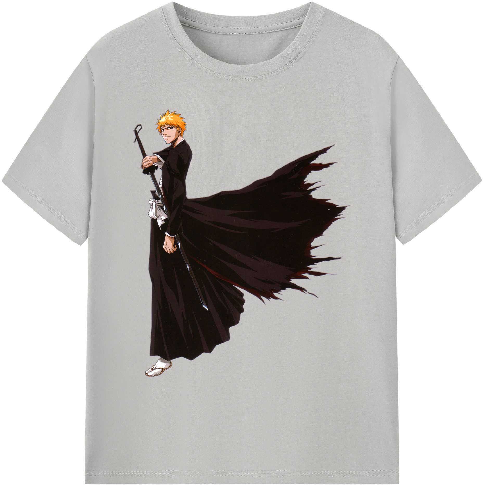 （画像用） ブリーチ 黒崎一護（くろさき いちご）BLEACH Kurosaki Ichigo 綿100％ メンズ半袖Tシャツ｜肌触りやわらか＆通気性