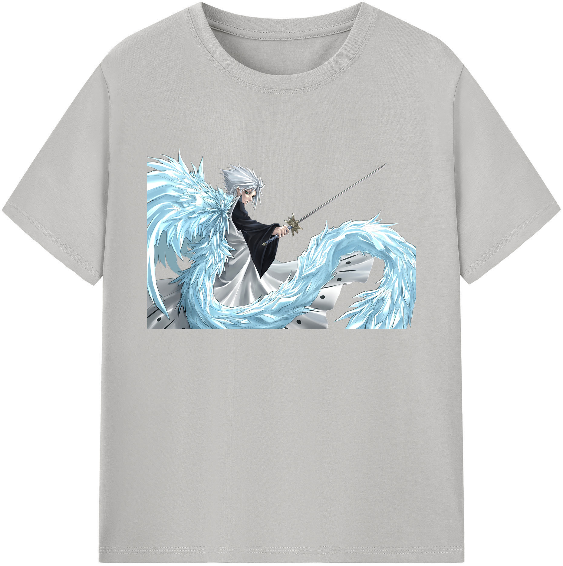 （画像用） ブリーチ 日番谷冬獅郎（ひつがや とうしろう） BLEACH Hitsugaya Toushirou 綿100％ メンズ半袖Tシャツ｜肌触りやわらか＆通気性