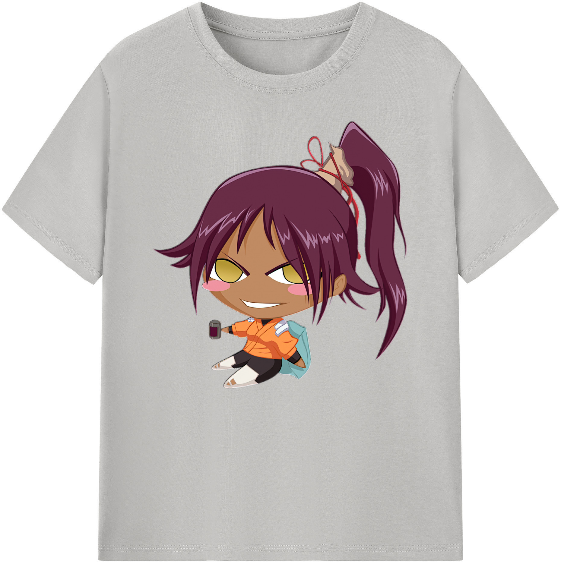 （画像用） ブリーチ 四楓院 夜一（しほういん よるいち） BLEACH Shihouin Yoruichi 綿100％ メンズ半袖Tシャツ｜肌触りやわらか＆通気性