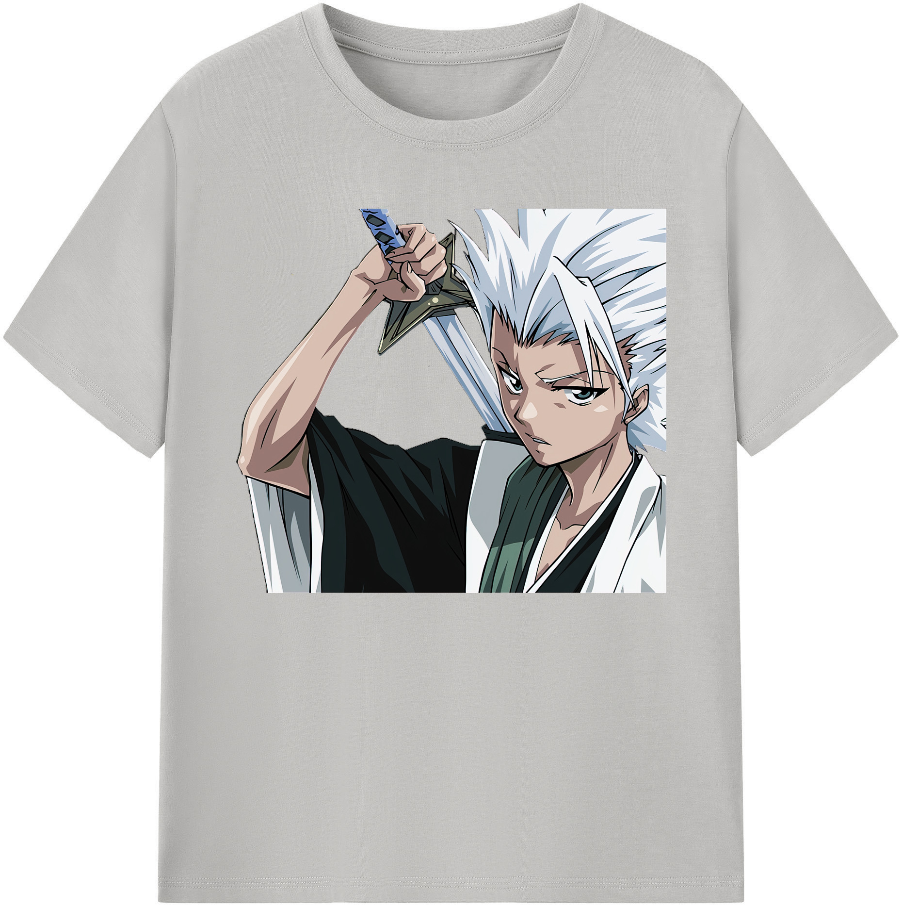 （画像用） ブリーチ 日番谷冬獅郎（ひつがや とうしろう） BLEACH Hitsugaya Toushirou 綿100％ メンズ半袖Tシャツ｜肌触りやわらか＆通気性