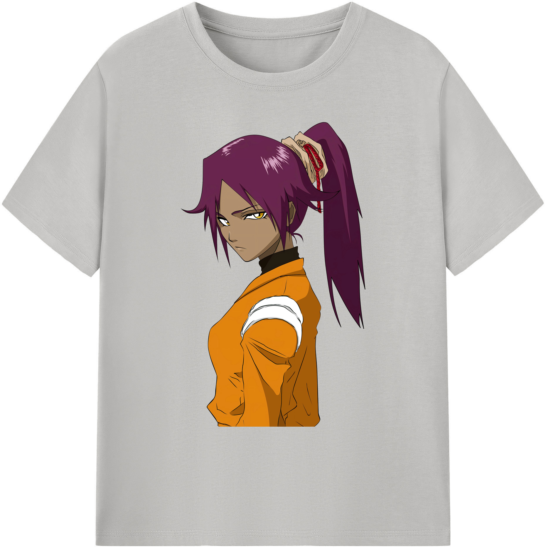 （画像用） ブリーチ 四楓院 夜一（しほういん よるいち） BLEACH Shihouin Yoruichi 綿100％ メンズ半袖Tシャツ｜肌触りやわらか＆通気性