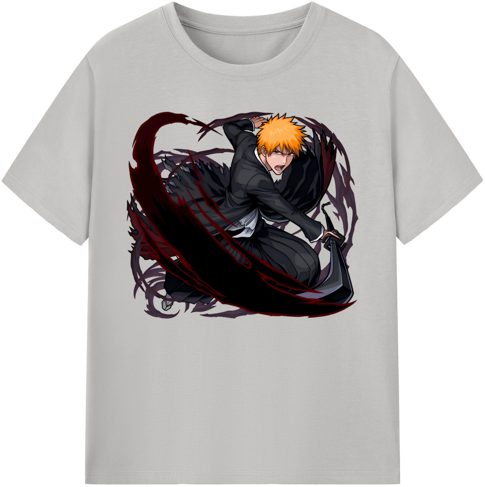 （画像用） ブリーチ 黒崎一護（くろさき いちご）BLEACH Kurosaki Ichigo 綿100％ メンズ半袖Tシャツ｜肌触りやわらか＆通気性