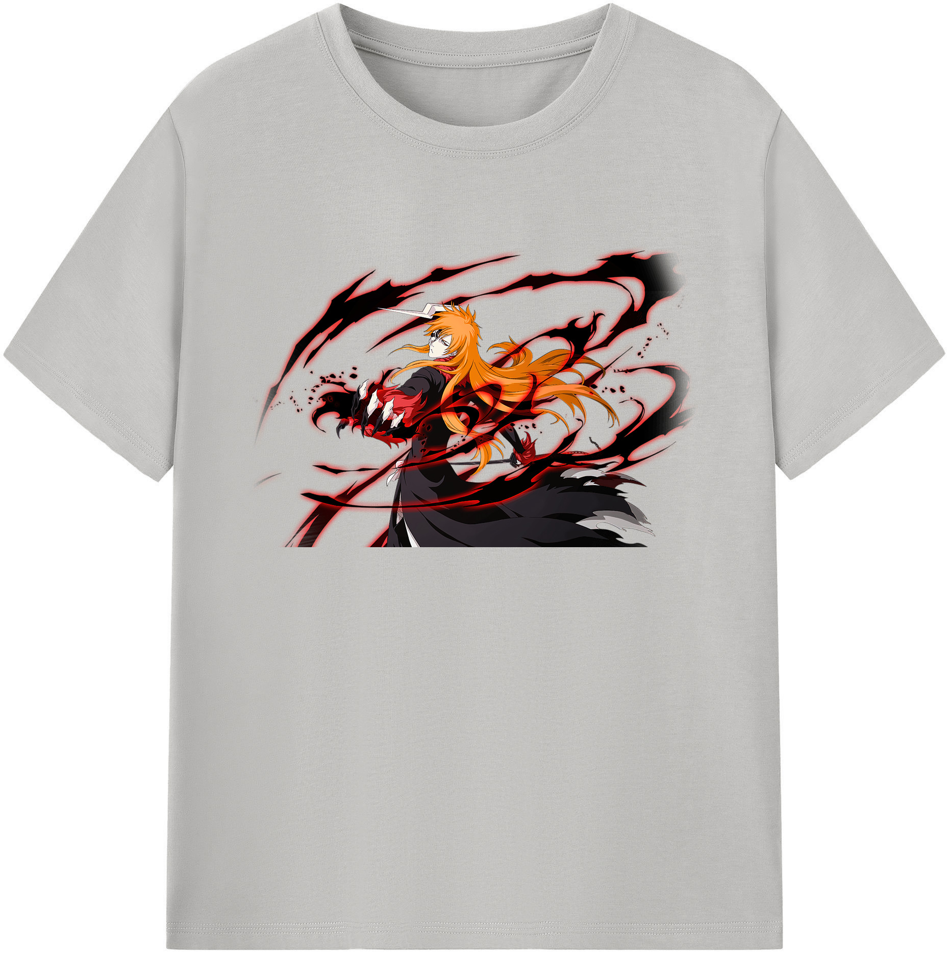 （画像用） ブリーチ 黒崎一護（くろさき いちご）BLEACH Kurosaki Ichigo 綿100％ メンズ半袖Tシャツ｜肌触りやわらか＆通気性