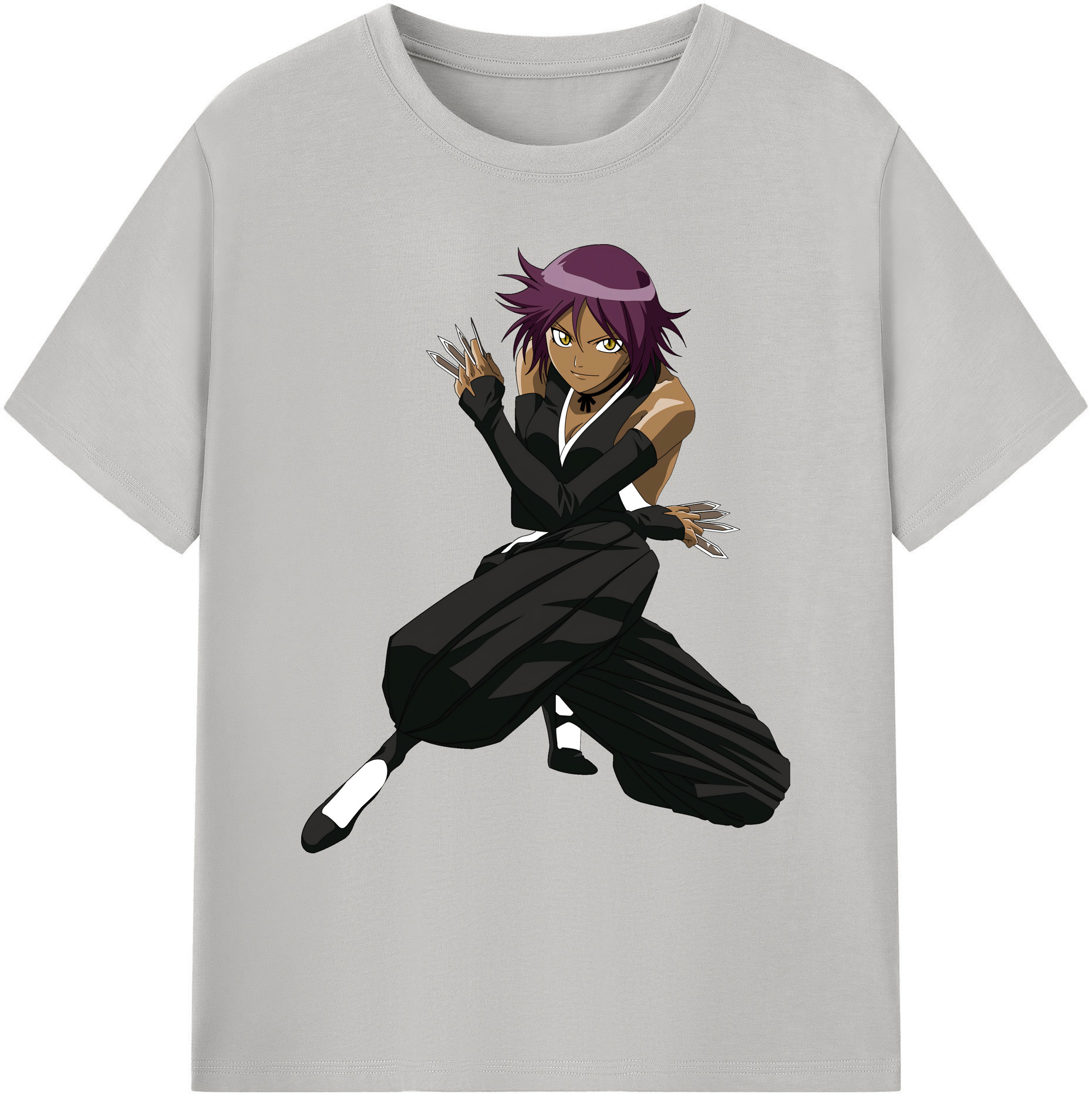 （画像用） ブリーチ 四楓院 夜一（しほういん よるいち） BLEACH Shihouin Yoruichi 綿100％ メンズ半袖Tシャツ｜肌触りやわらか＆通気性