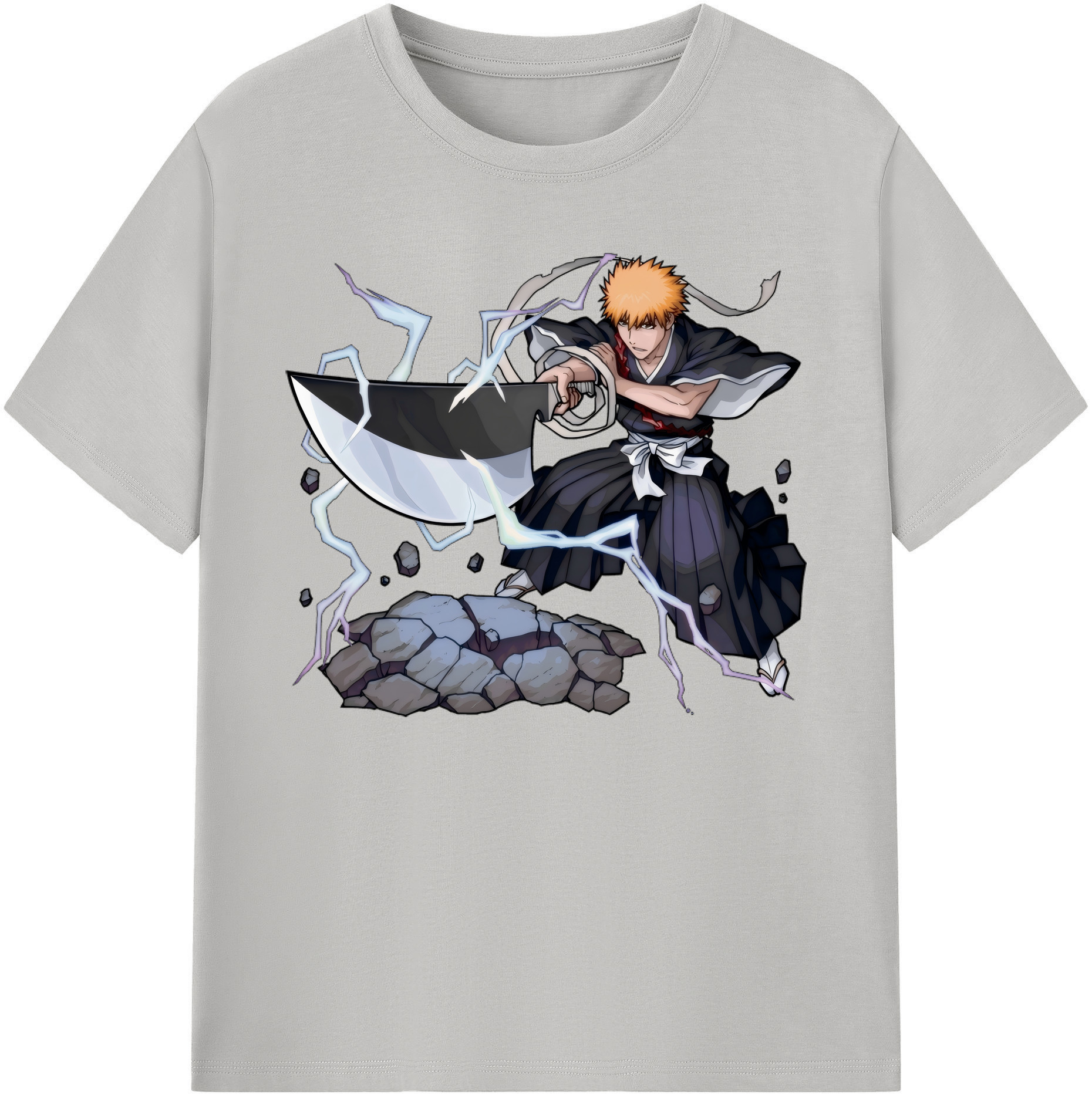 （画像用） ブリーチ 黒崎一護（くろさき いちご）BLEACH Kurosaki Ichigo 綿100％ メンズ半袖Tシャツ｜肌触りやわらか＆通気性