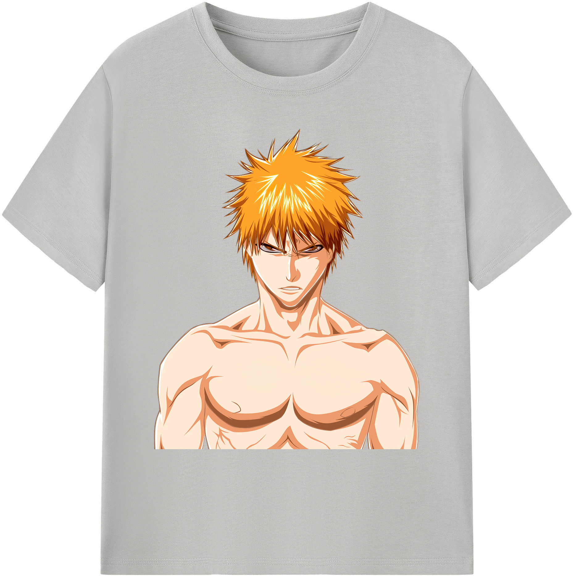 （画像用） ブリーチ 黒崎一護（くろさき いちご）BLEACH Kurosaki Ichigo 綿100％ メンズ半袖Tシャツ｜肌触りやわらか＆通気性