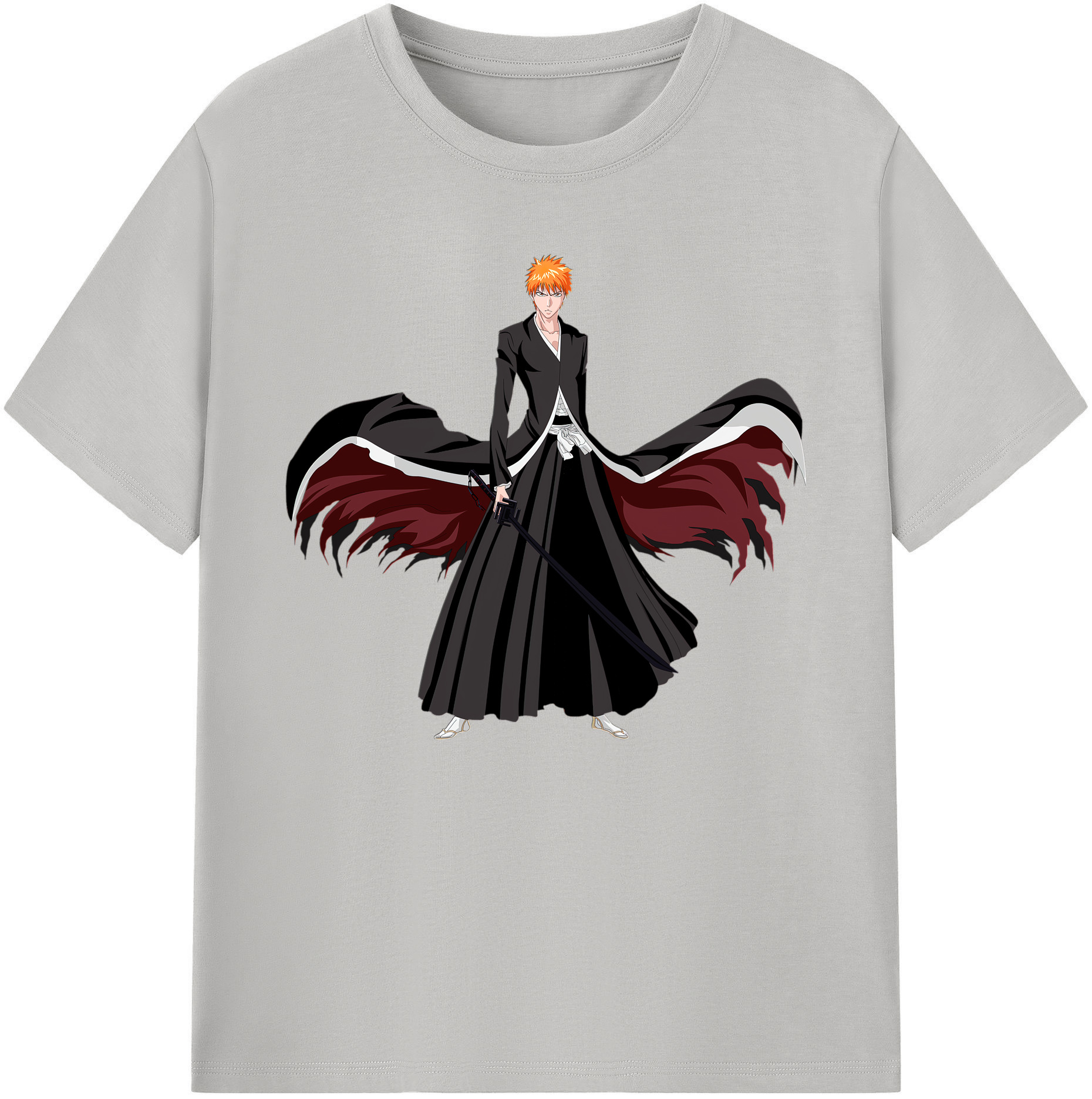 （画像用） ブリーチ 黒崎一護（くろさき いちご）BLEACH Kurosaki Ichigo 綿100％ メンズ半袖Tシャツ｜肌触りやわらか＆通気性