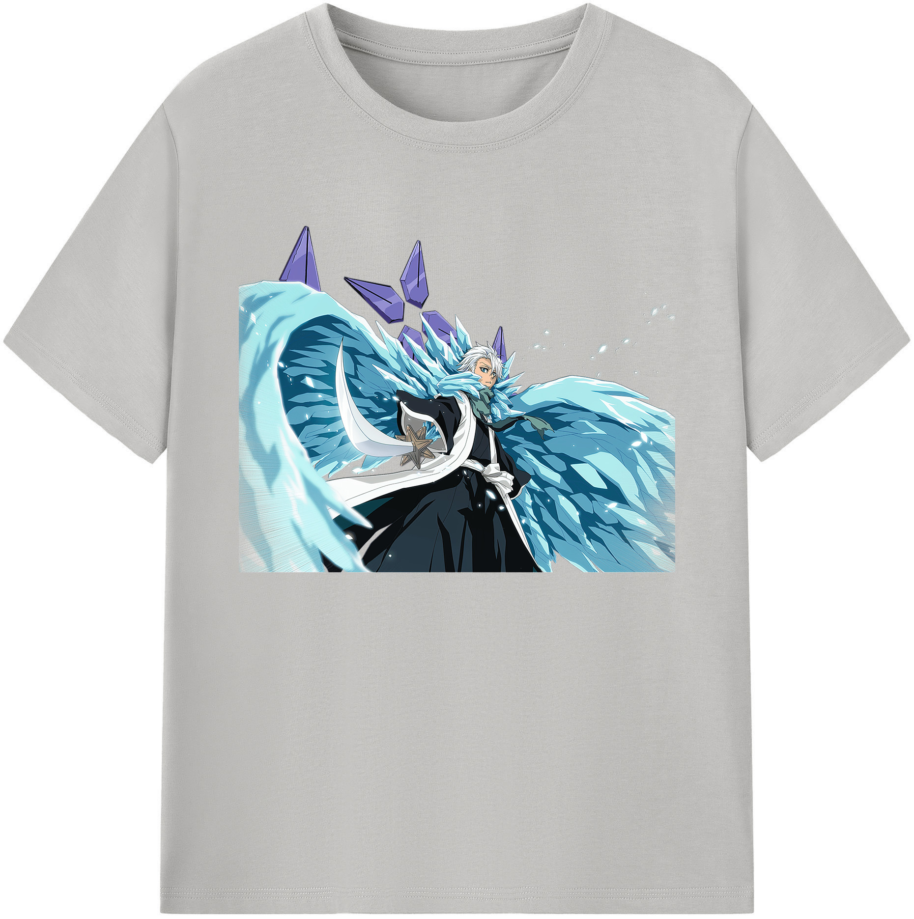 （画像用） ブリーチ 日番谷冬獅郎（ひつがや とうしろう） BLEACH Hitsugaya Toushirou 綿100％ メンズ半袖Tシャツ｜肌触りやわらか＆通気性