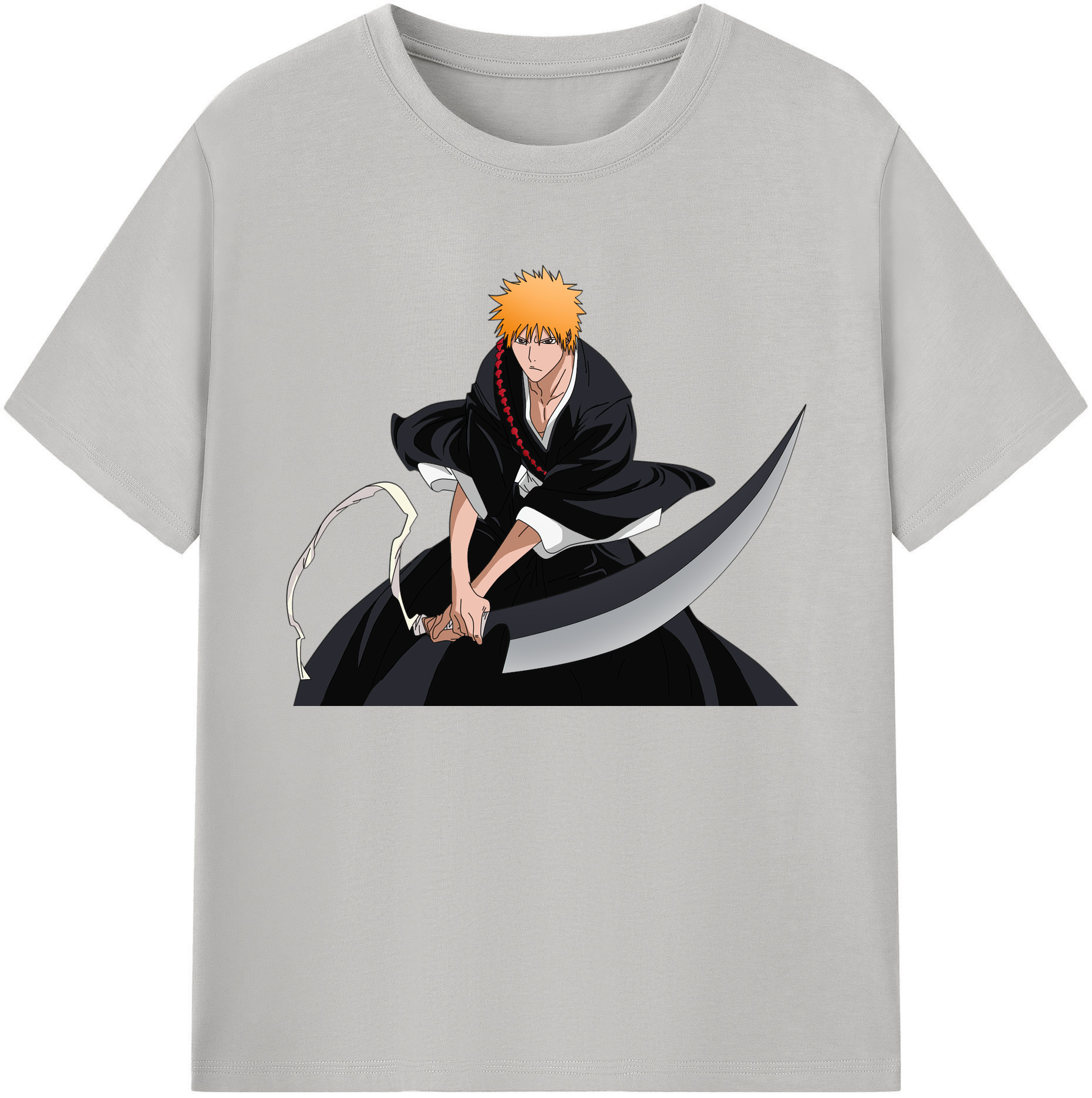 （画像用） ブリーチ 黒崎一護（くろさき いちご）BLEACH Kurosaki Ichigo 綿100％ メンズ半袖Tシャツ｜肌触りやわらか＆通気性