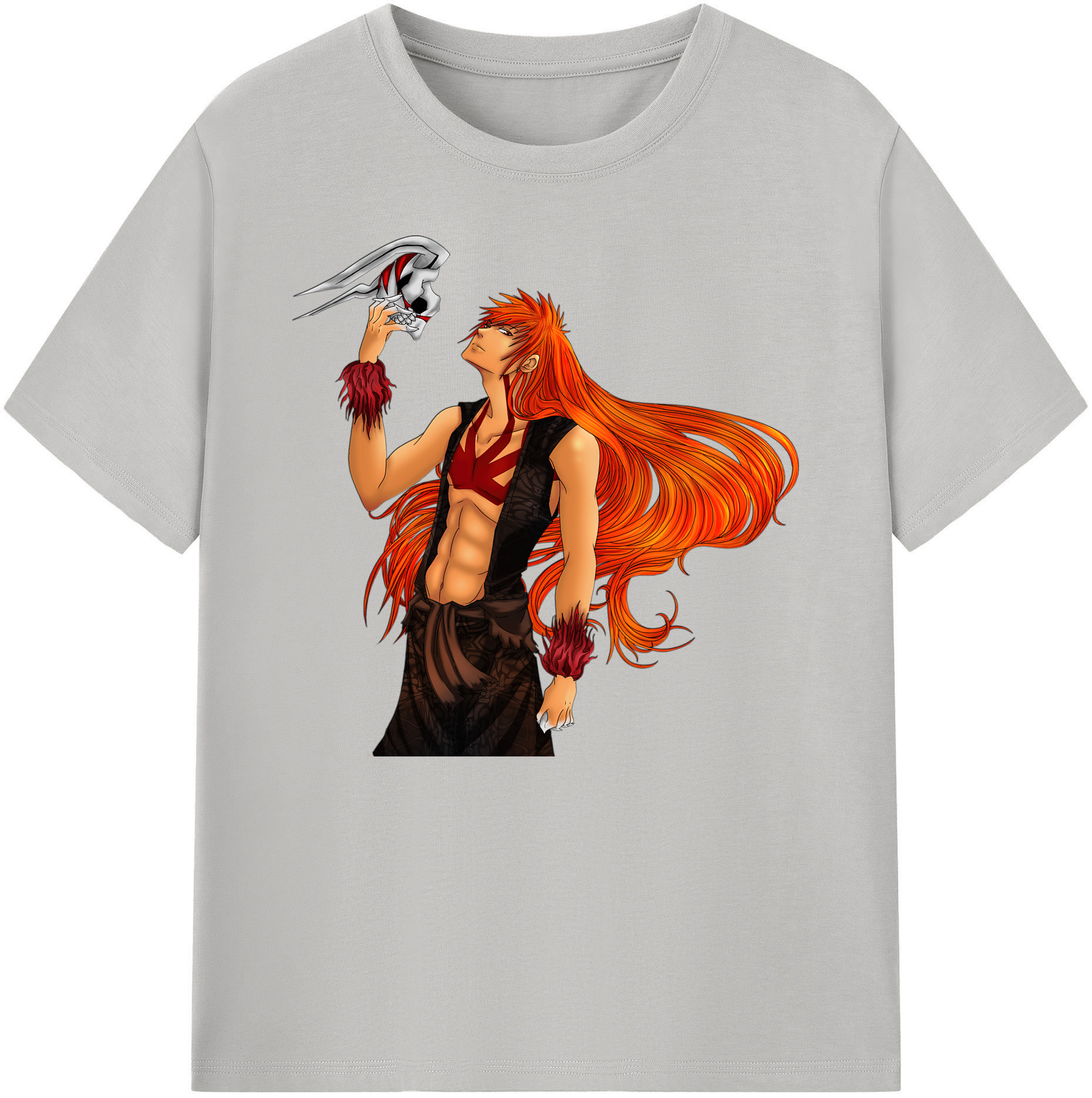 （画像用） ブリーチ 黒崎一護（くろさき いちご）BLEACH Kurosaki Ichigo 綿100％ メンズ半袖Tシャツ｜肌触りやわらか＆通気性