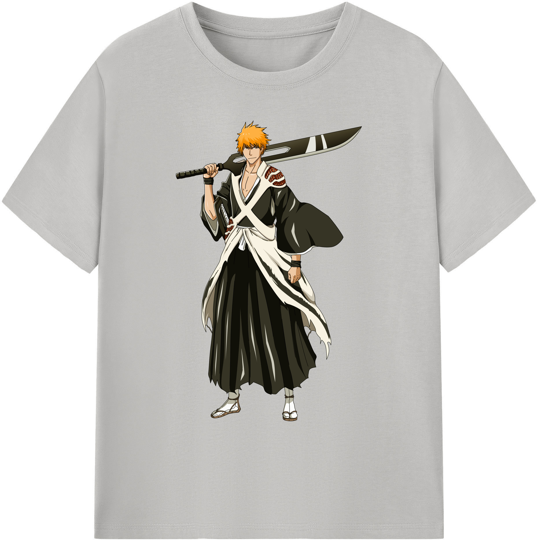 （画像用） ブリーチ 黒崎一護（くろさき いちご）BLEACH Kurosaki Ichigo 綿100％ メンズ半袖Tシャツ｜肌触りやわらか＆通気性