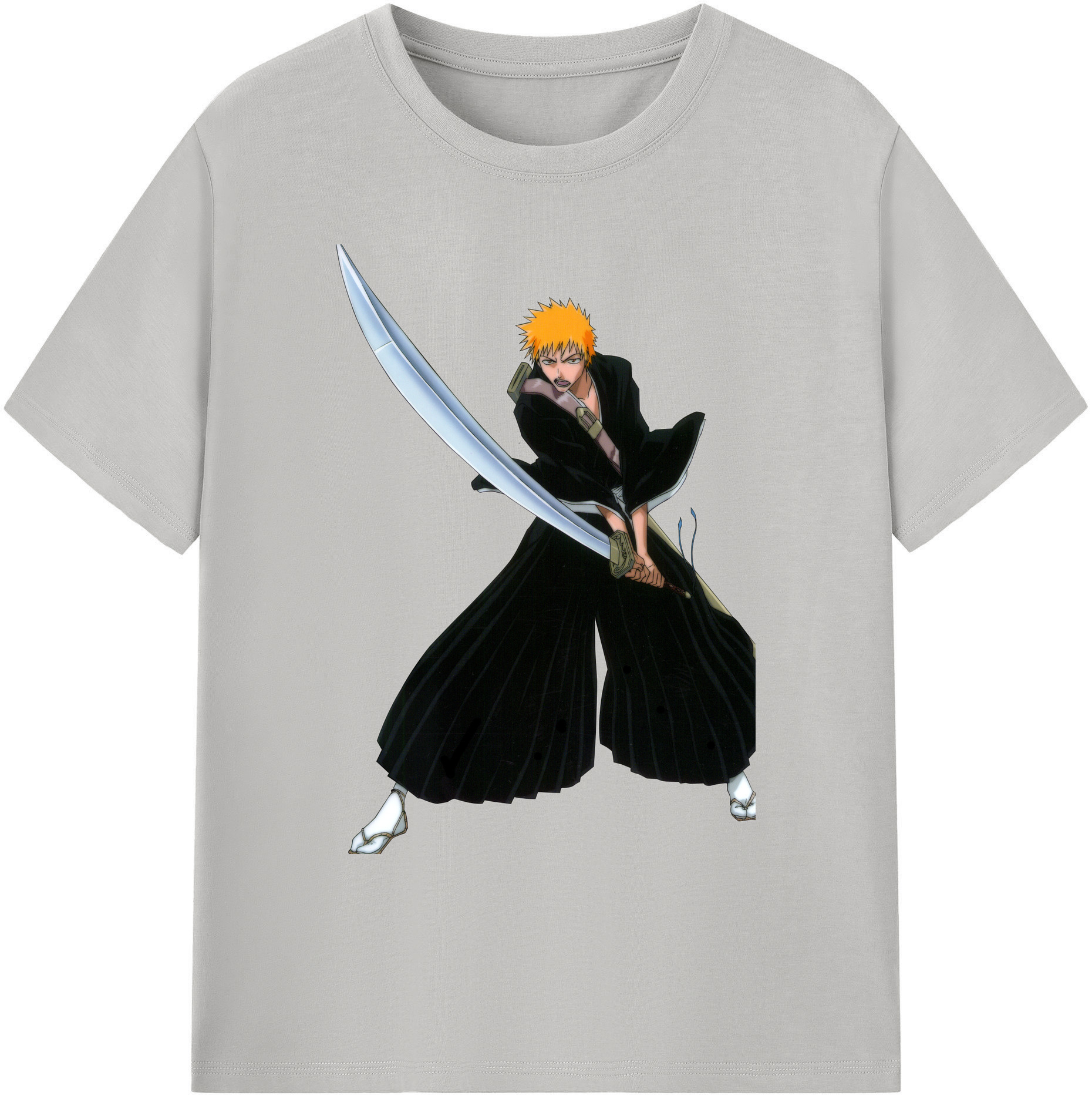 （画像用） ブリーチ 黒崎一護（くろさき いちご）BLEACH Kurosaki Ichigo 綿100％ メンズ半袖Tシャツ｜肌触りやわらか＆通気性