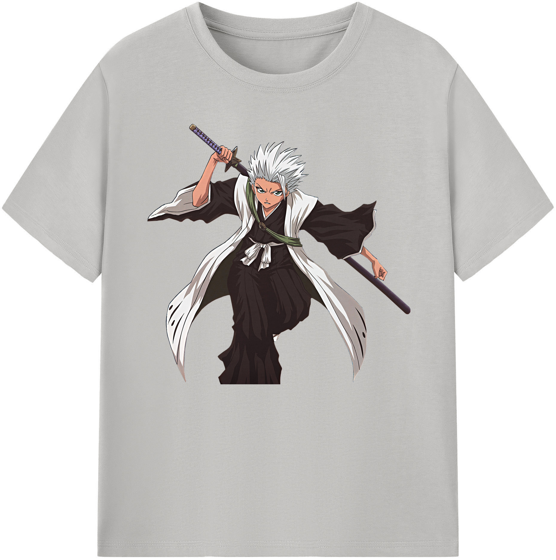 （画像用） ブリーチ 日番谷冬獅郎（ひつがや とうしろう） BLEACH Hitsugaya Toushirou 綿100％ メンズ半袖Tシャツ｜肌触りやわらか＆通気性