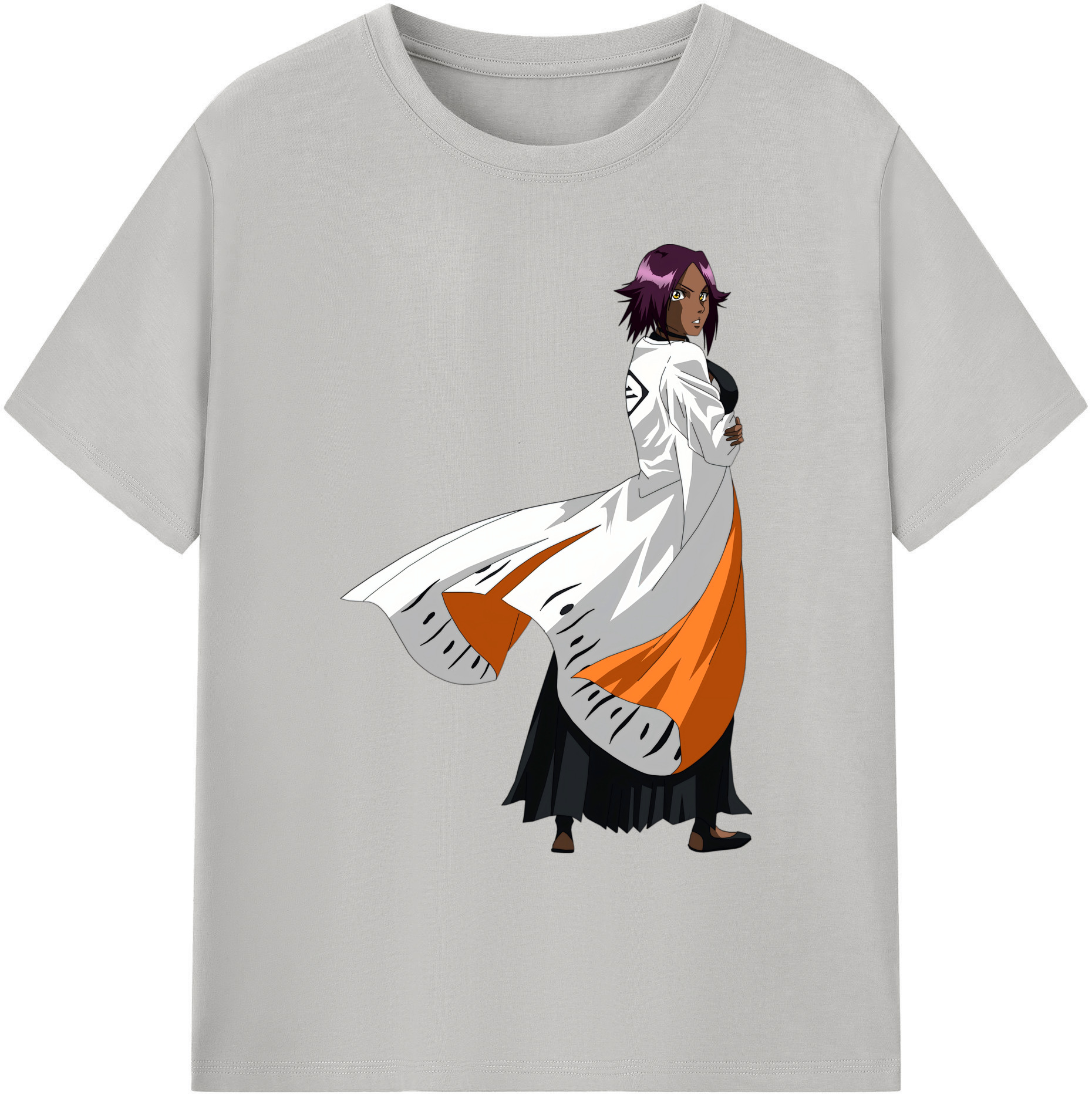 （画像用） ブリーチ 四楓院 夜一（しほういん よるいち） BLEACH Shihouin Yoruichi 綿100％ メンズ半袖Tシャツ｜肌触りやわらか＆通気性