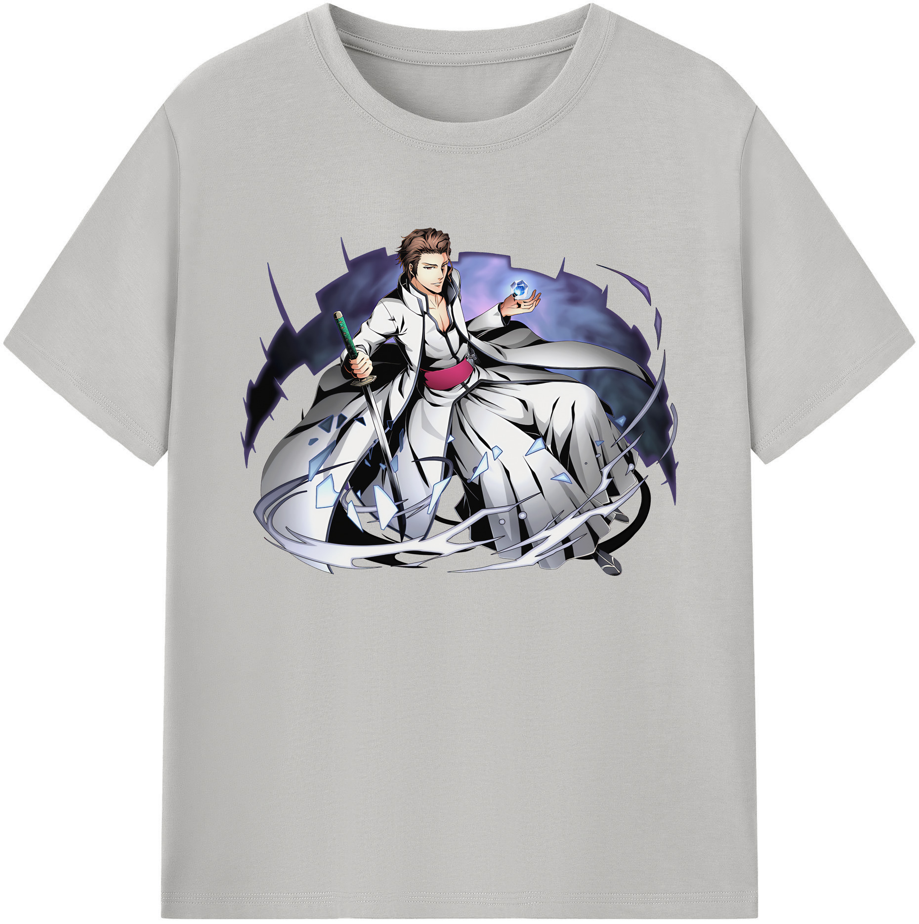（画像用） ブリーチ 藍染 惣右介（あいぜん そうすけ） BLEACH Aizen Sousuke 綿100％ メンズ半袖Tシャツ｜肌触りやわらか＆通気性