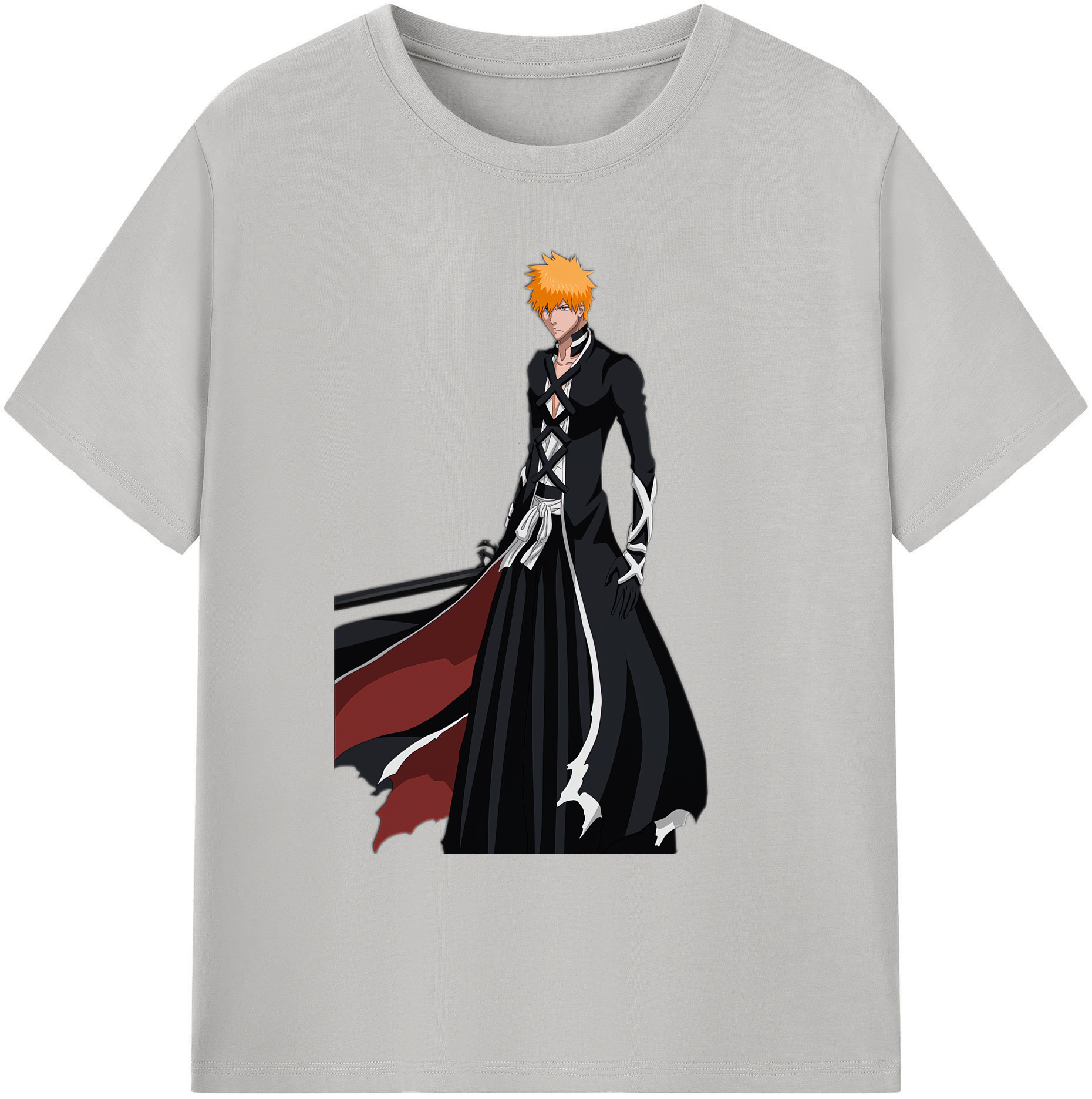（画像用） ブリーチ 黒崎一護（くろさき いちご）BLEACH Kurosaki Ichigo 綿100％ メンズ半袖Tシャツ｜肌触りやわらか＆通気性