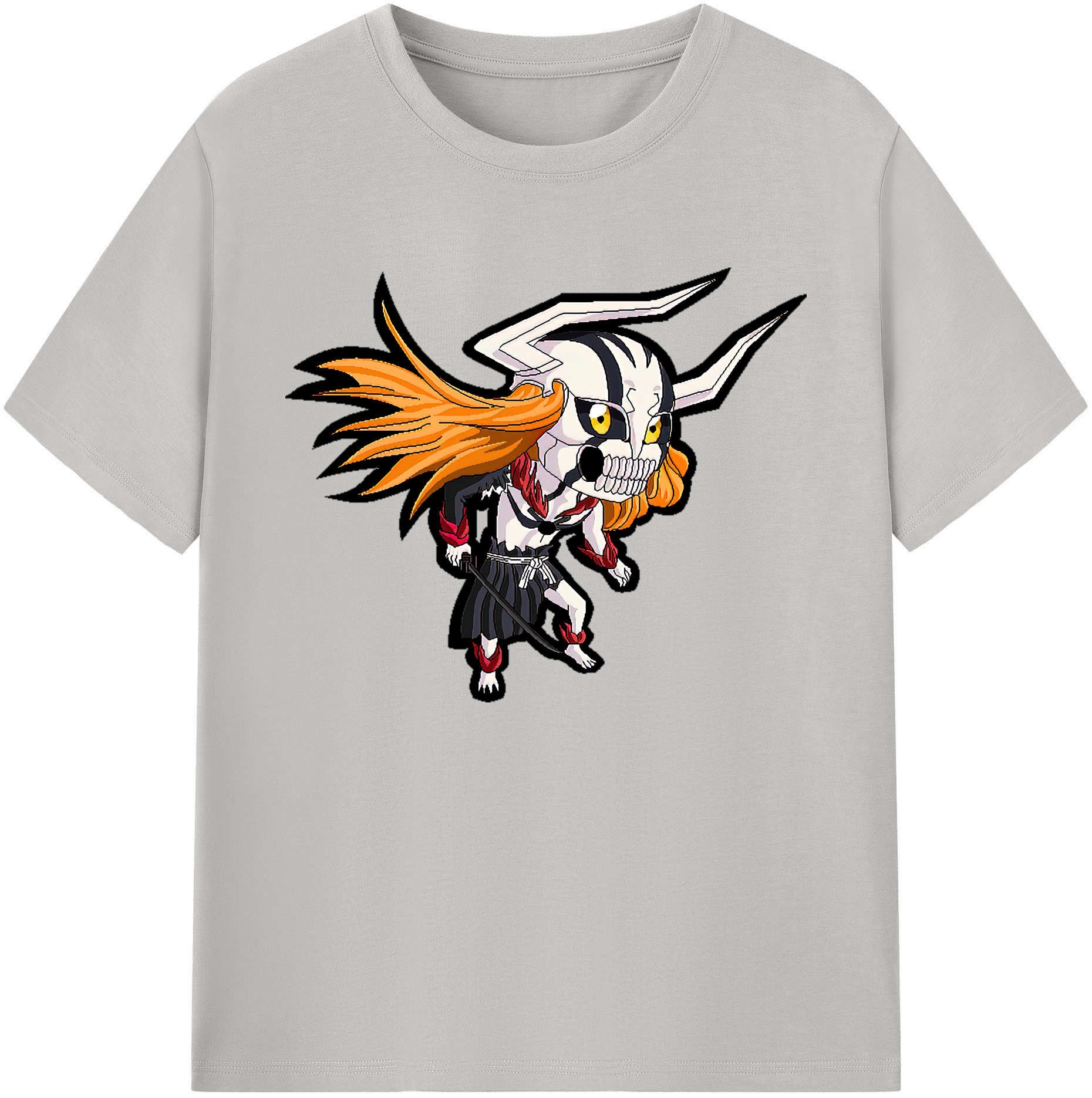 （画像用） ブリーチ 黒崎一護（くろさき いちご）BLEACH Kurosaki Ichigo 綿100％ メンズ半袖Tシャツ｜肌触りやわらか＆通気性