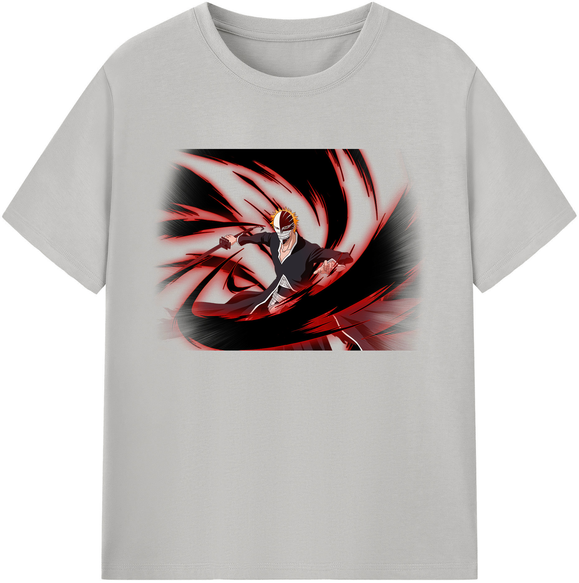（画像用） ブリーチ 黒崎一護（くろさき いちご）BLEACH Kurosaki Ichigo 綿100％ メンズ半袖Tシャツ｜肌触りやわらか＆通気性