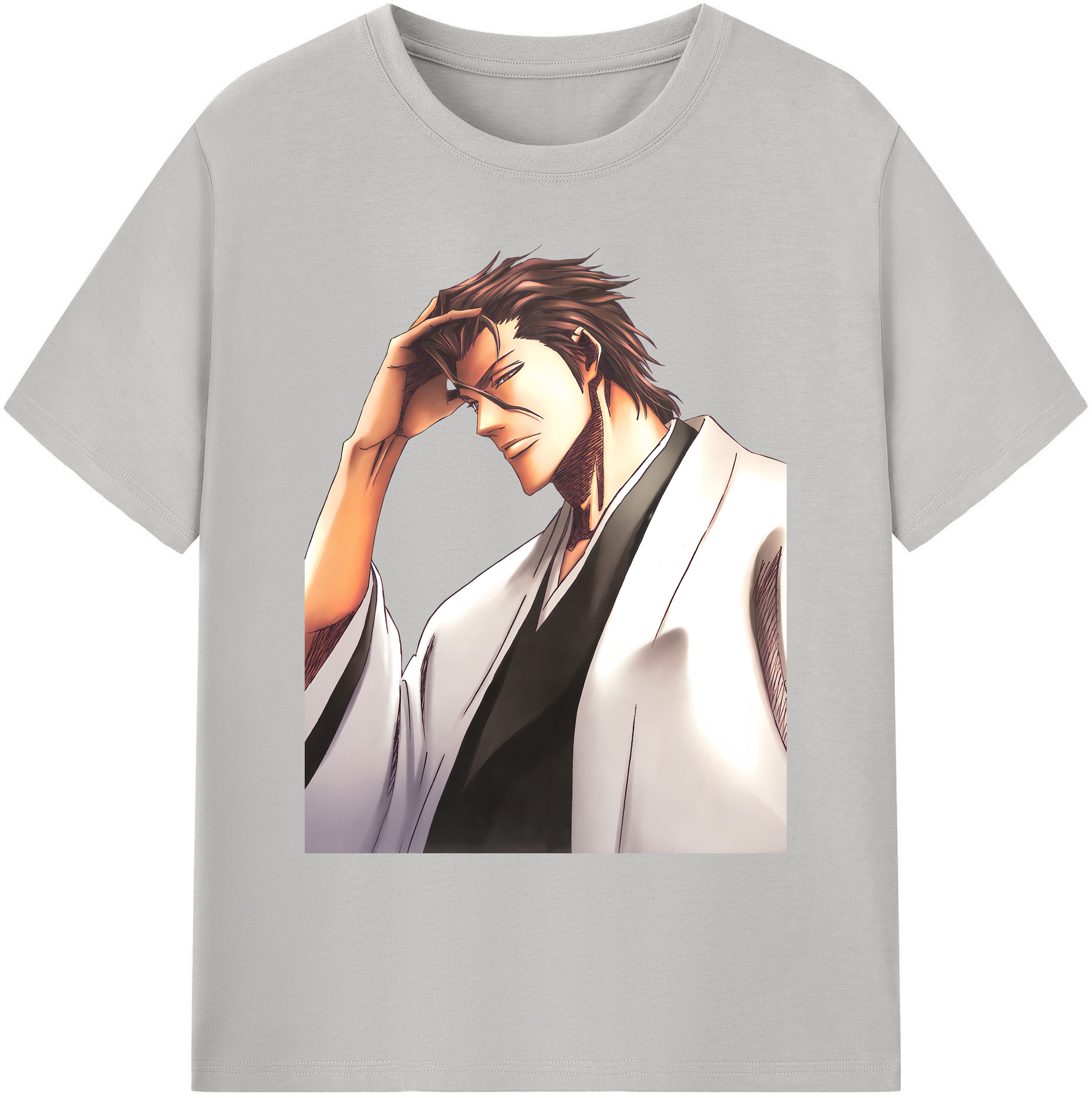 （画像用） ブリーチ 藍染 惣右介（あいぜん そうすけ） BLEACH Aizen Sousuke 綿100％ メンズ半袖Tシャツ｜肌触りやわらか＆通気性