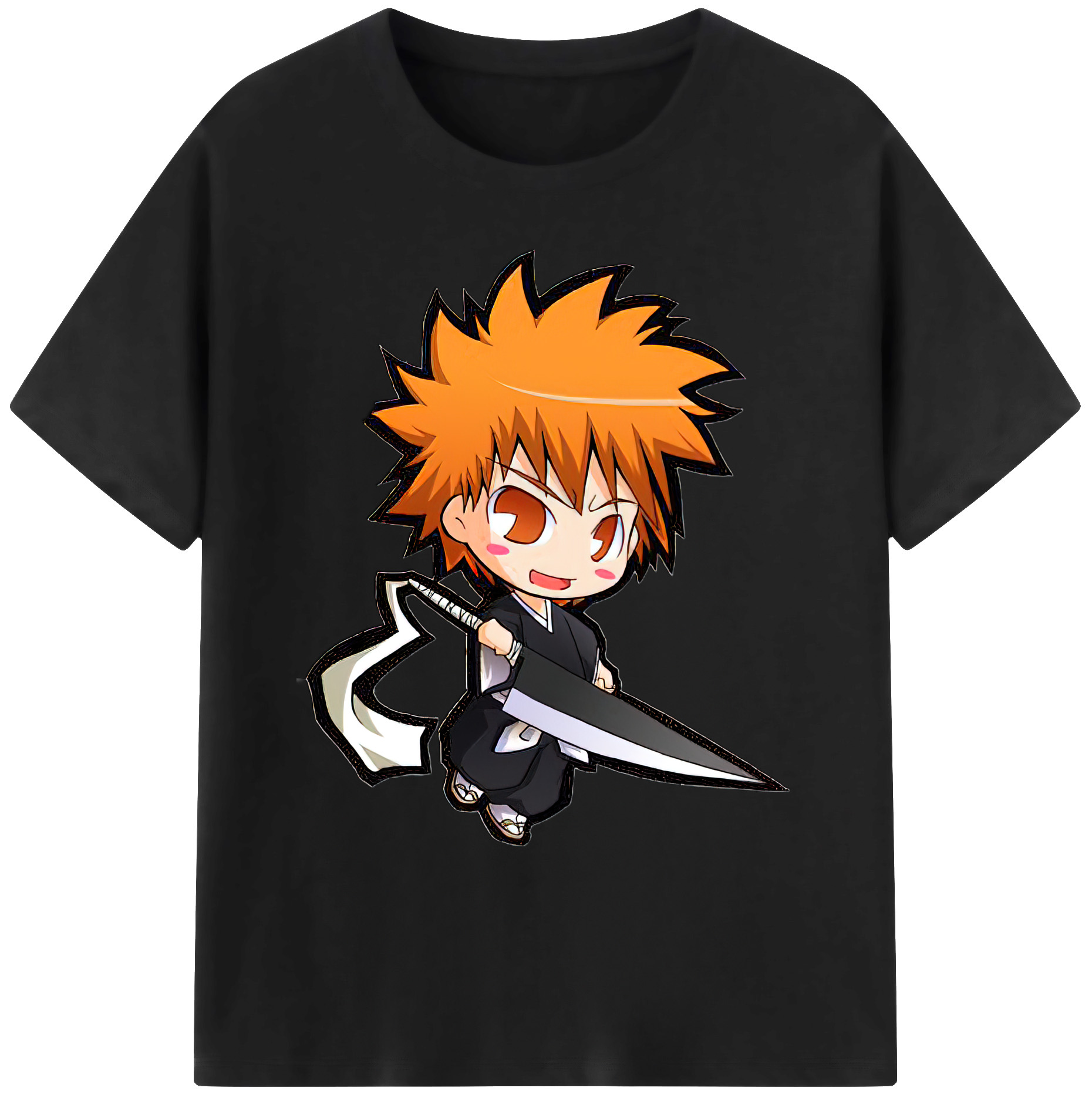 （画像用） ブリーチ 黒崎一護（くろさき いちご）BLEACH Kurosaki Ichigo 綿100％ メンズ半袖Tシャツ｜肌触りやわらか＆通気性