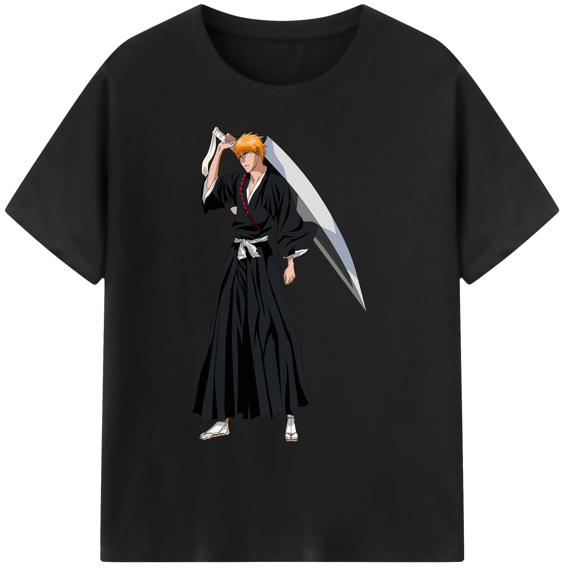 （画像用） ブリーチ 黒崎一護（くろさき いちご）BLEACH Kurosaki Ichigo 綿100％ メンズ半袖Tシャツ｜肌触りやわらか＆通気性