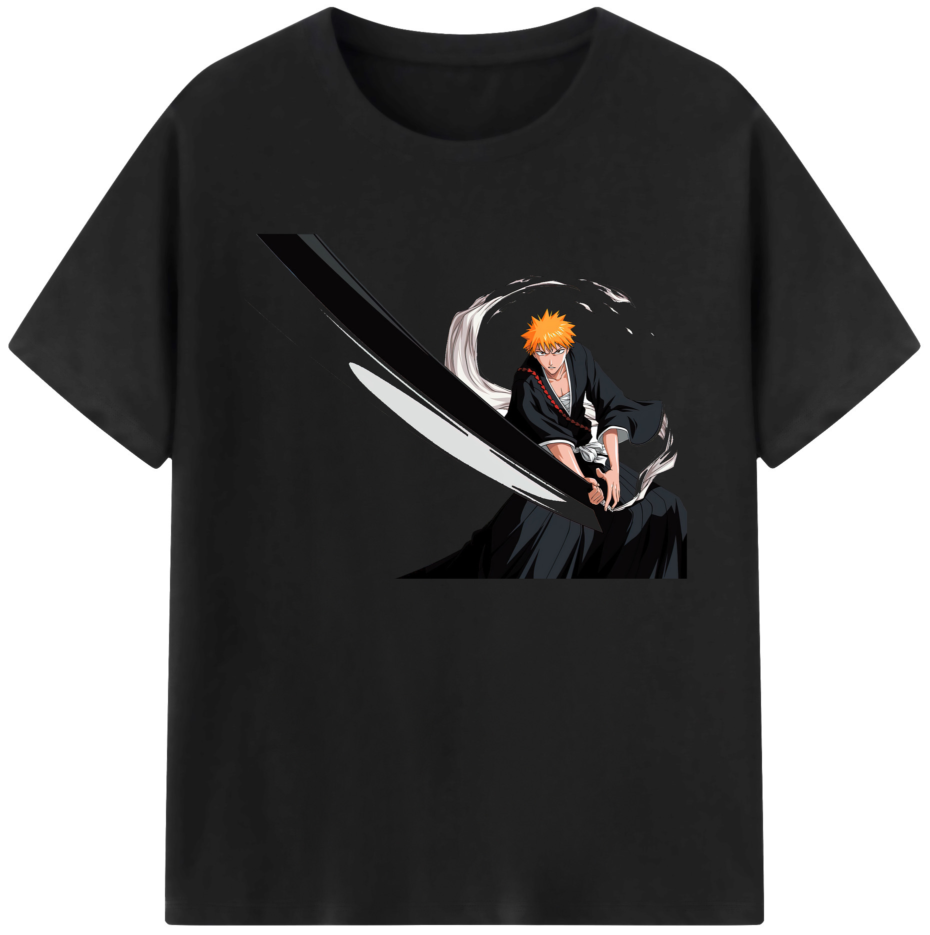 （画像用） ブリーチ 黒崎一護（くろさき いちご）BLEACH Kurosaki Ichigo 綿100％ メンズ半袖Tシャツ｜肌触りやわらか＆通気性
