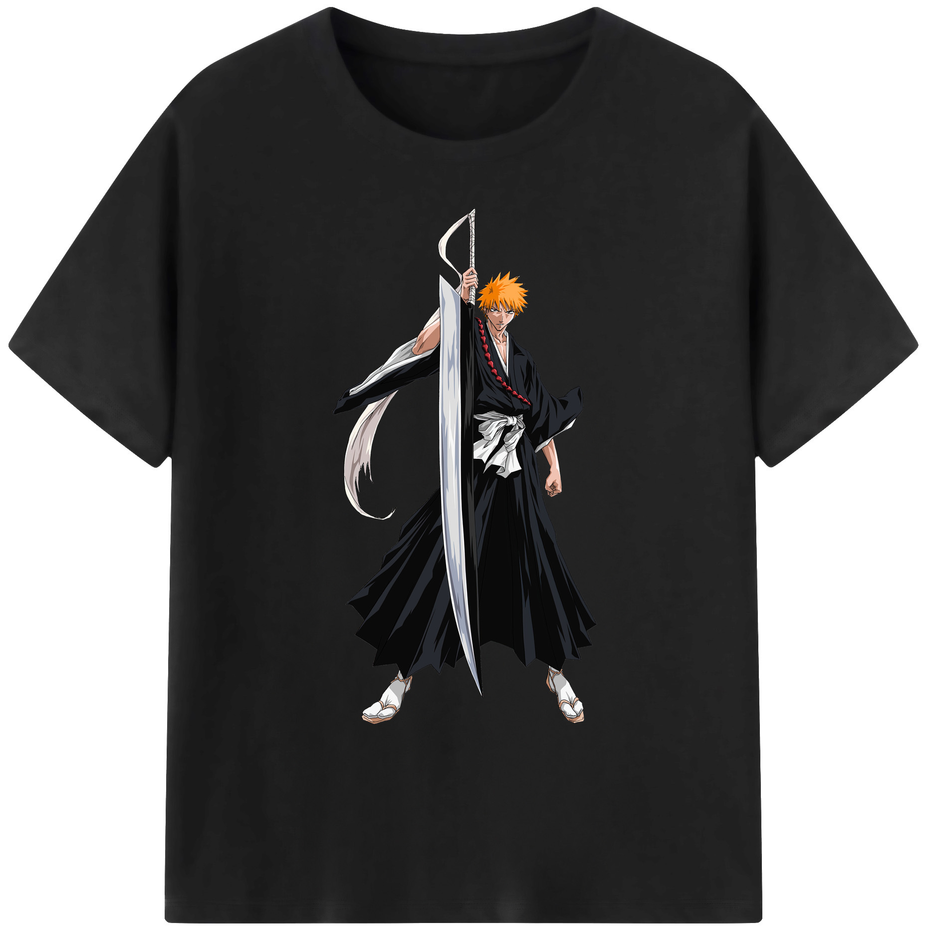 （画像用） ブリーチ 黒崎一護（くろさき いちご）BLEACH Kurosaki Ichigo 綿100％ メンズ半袖Tシャツ｜肌触りやわらか＆通気性