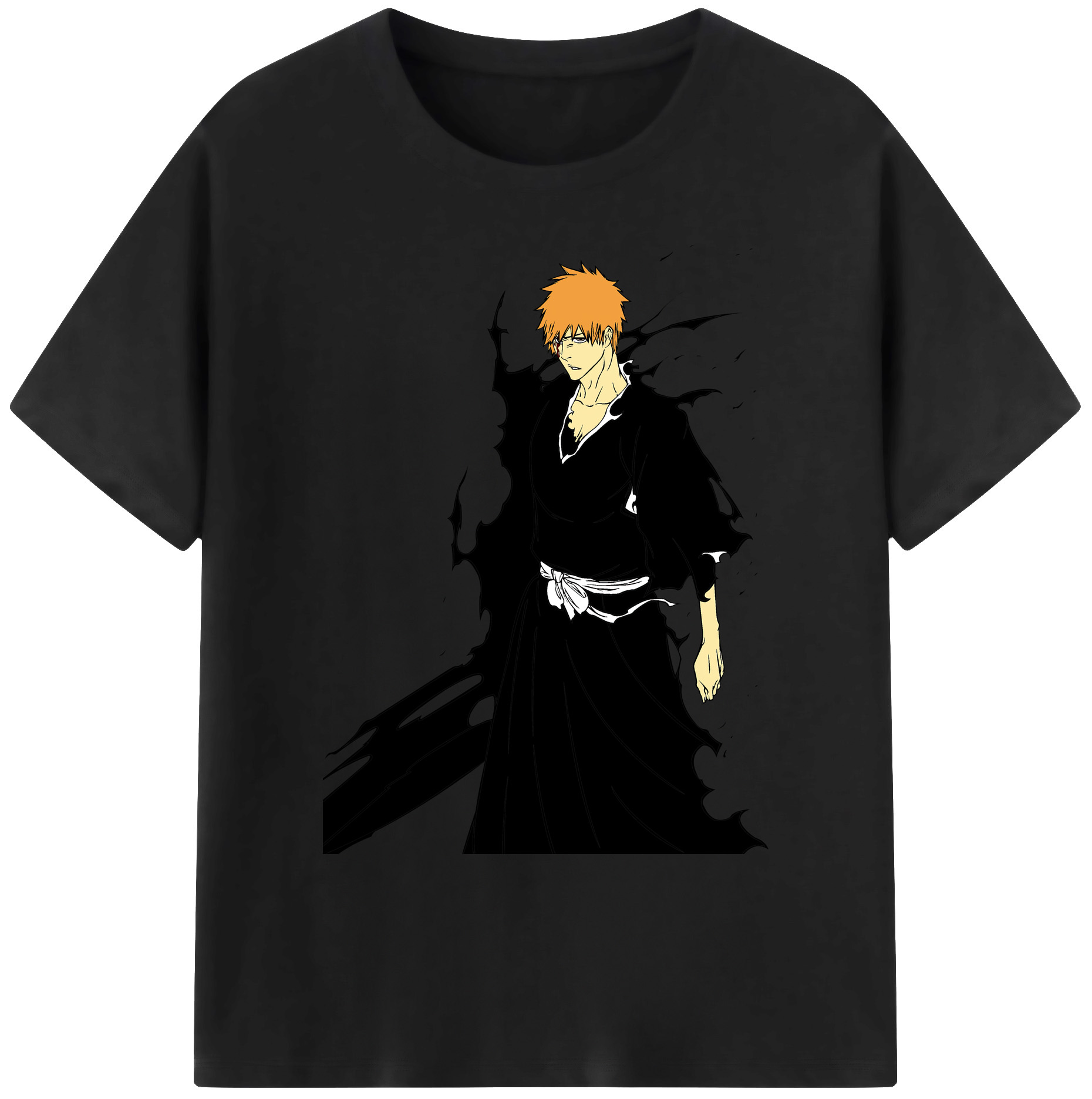 （画像用） ブリーチ 黒崎一護（くろさき いちご）BLEACH Kurosaki Ichigo 綿100％ メンズ半袖Tシャツ｜肌触りやわらか＆通気性