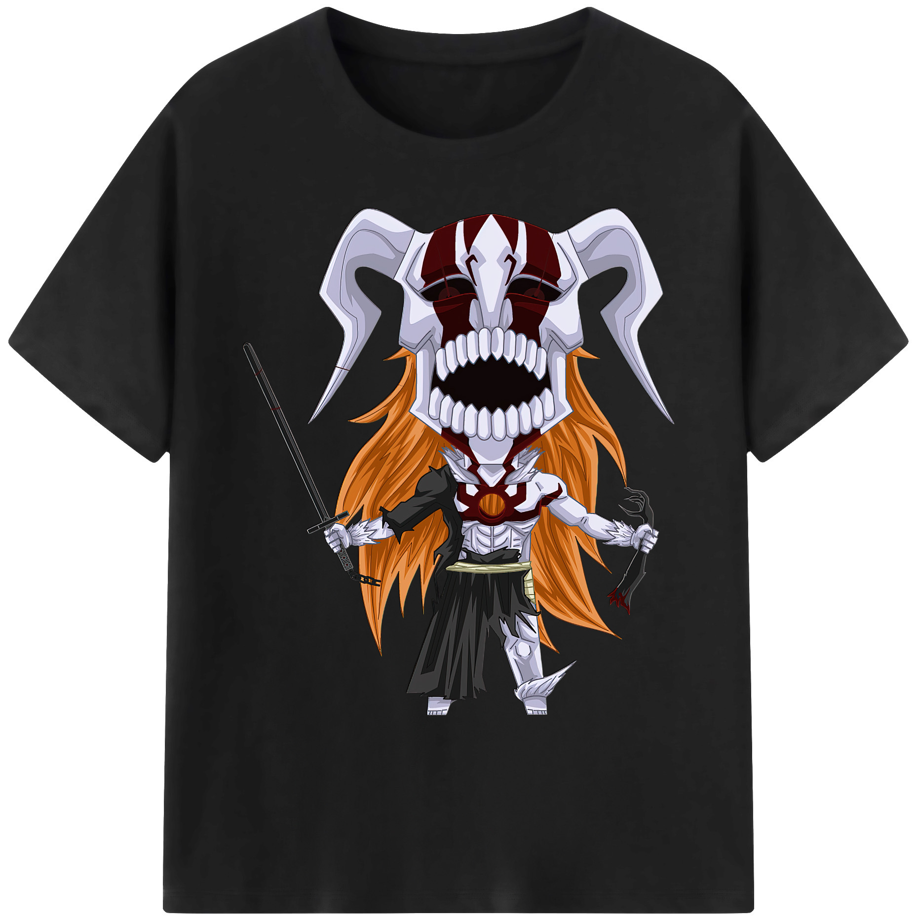 （画像用） ブリーチ 黒崎一護（くろさき いちご）BLEACH Kurosaki Ichigo 綿100％ メンズ半袖Tシャツ｜肌触りやわらか＆通気性