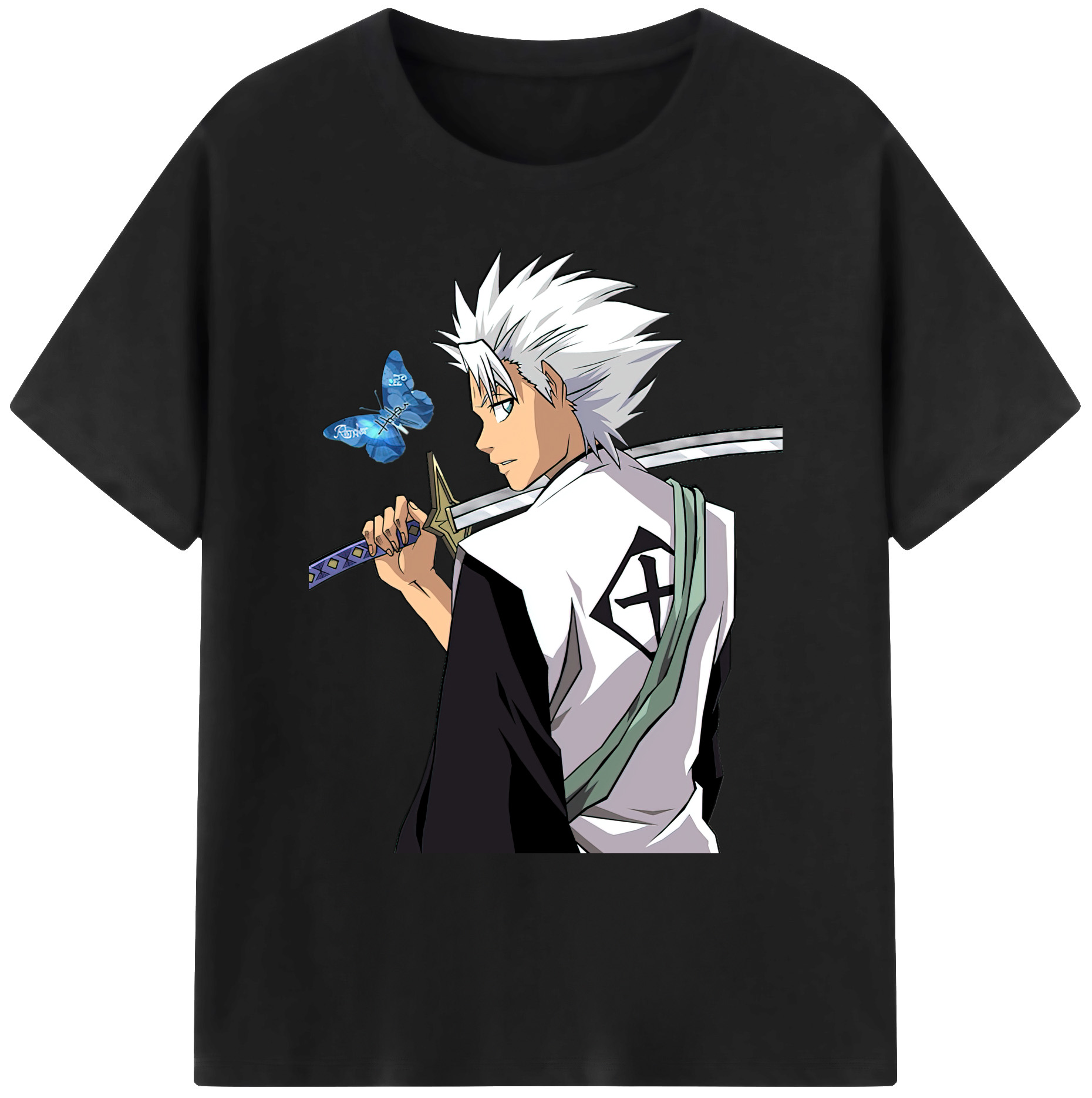 （画像用） ブリーチ 日番谷冬獅郎（ひつがや とうしろう） BLEACH Hitsugaya Toushirou 綿100％ メンズ半袖Tシャツ｜肌触りやわらか＆通気性