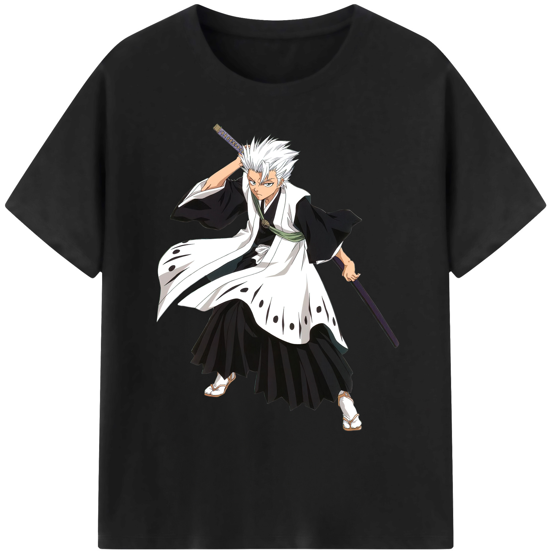 （画像用） ブリーチ 日番谷冬獅郎（ひつがや とうしろう） BLEACH Hitsugaya Toushirou 綿100％ メンズ半袖Tシャツ｜肌触りやわらか＆通気性