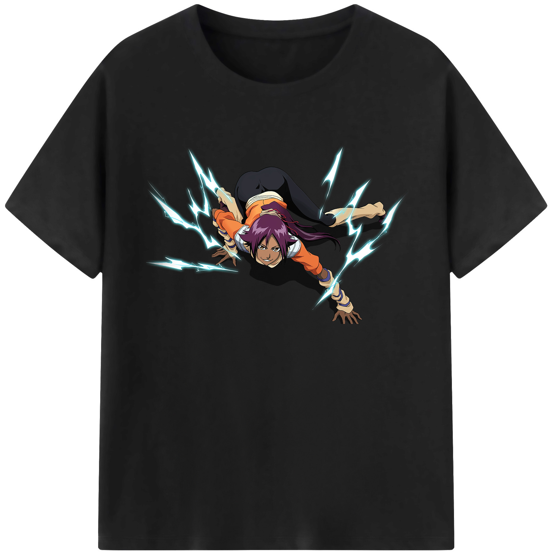 （画像用） ブリーチ 四楓院 夜一（しほういん よるいち） BLEACH Shihouin Yoruichi 綿100％ メンズ半袖Tシャツ｜肌触りやわらか＆通気性