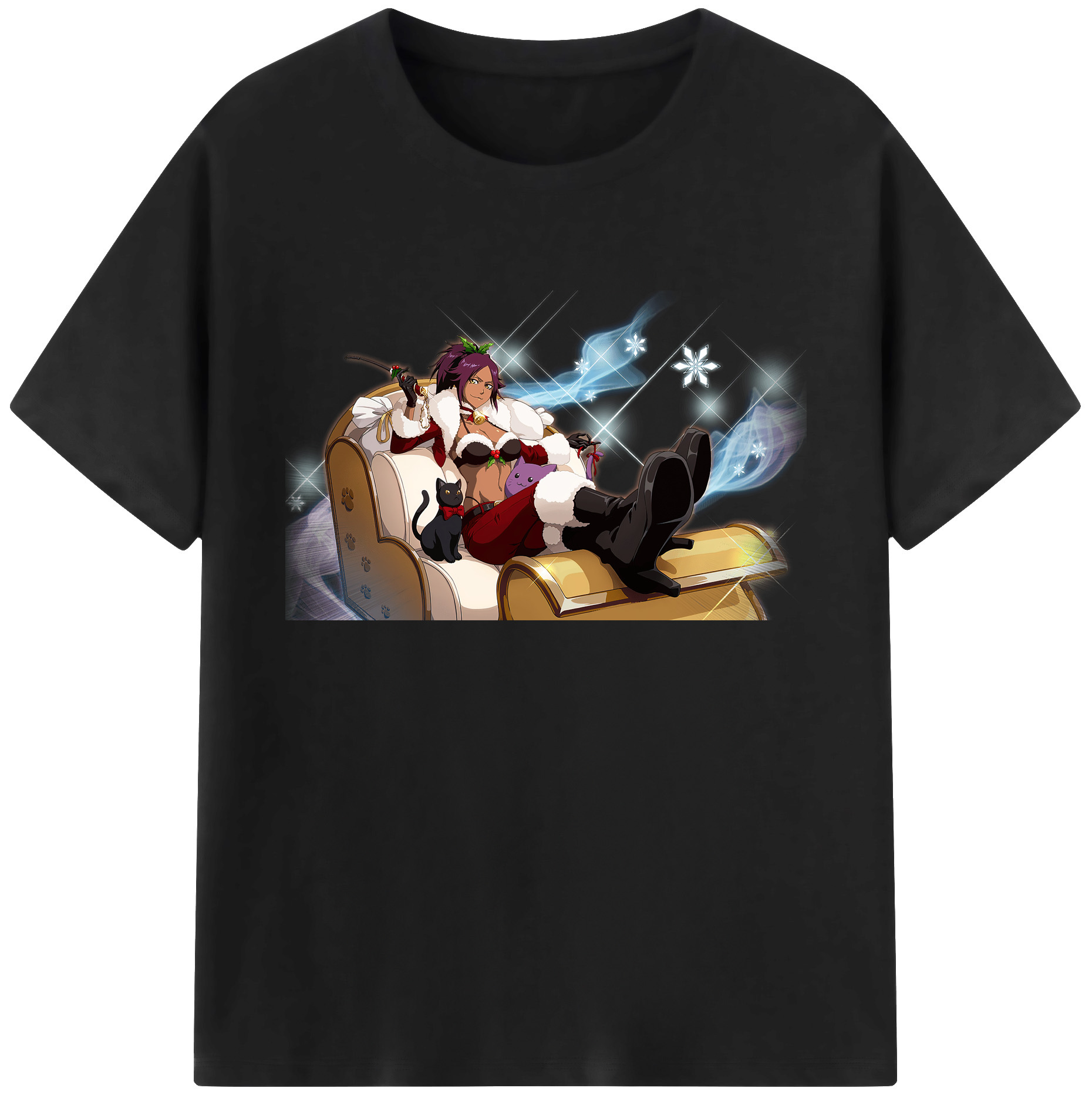 （画像用） ブリーチ 四楓院 夜一（しほういん よるいち） BLEACH Shihouin Yoruichi 綿100％ メンズ半袖Tシャツ｜肌触りやわらか＆通気性