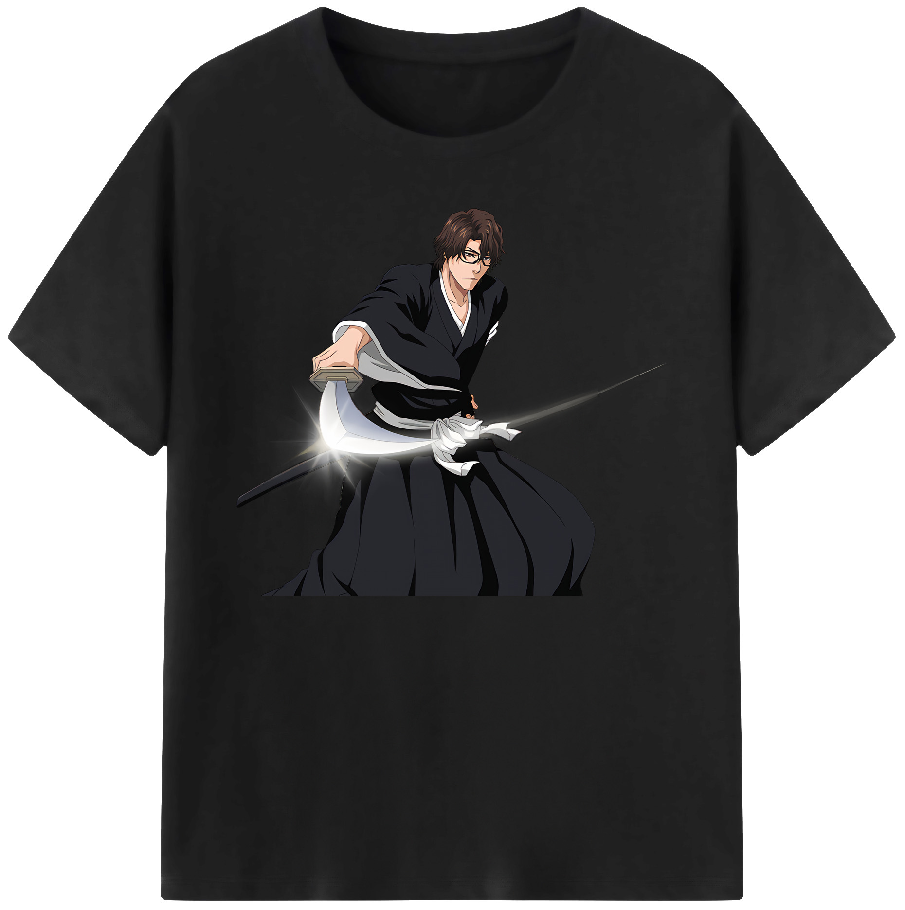 （画像用） ブリーチ 藍染 惣右介（あいぜん そうすけ） BLEACH Aizen Sousuke 綿100％ メンズ半袖Tシャツ｜肌触りやわらか＆通気性