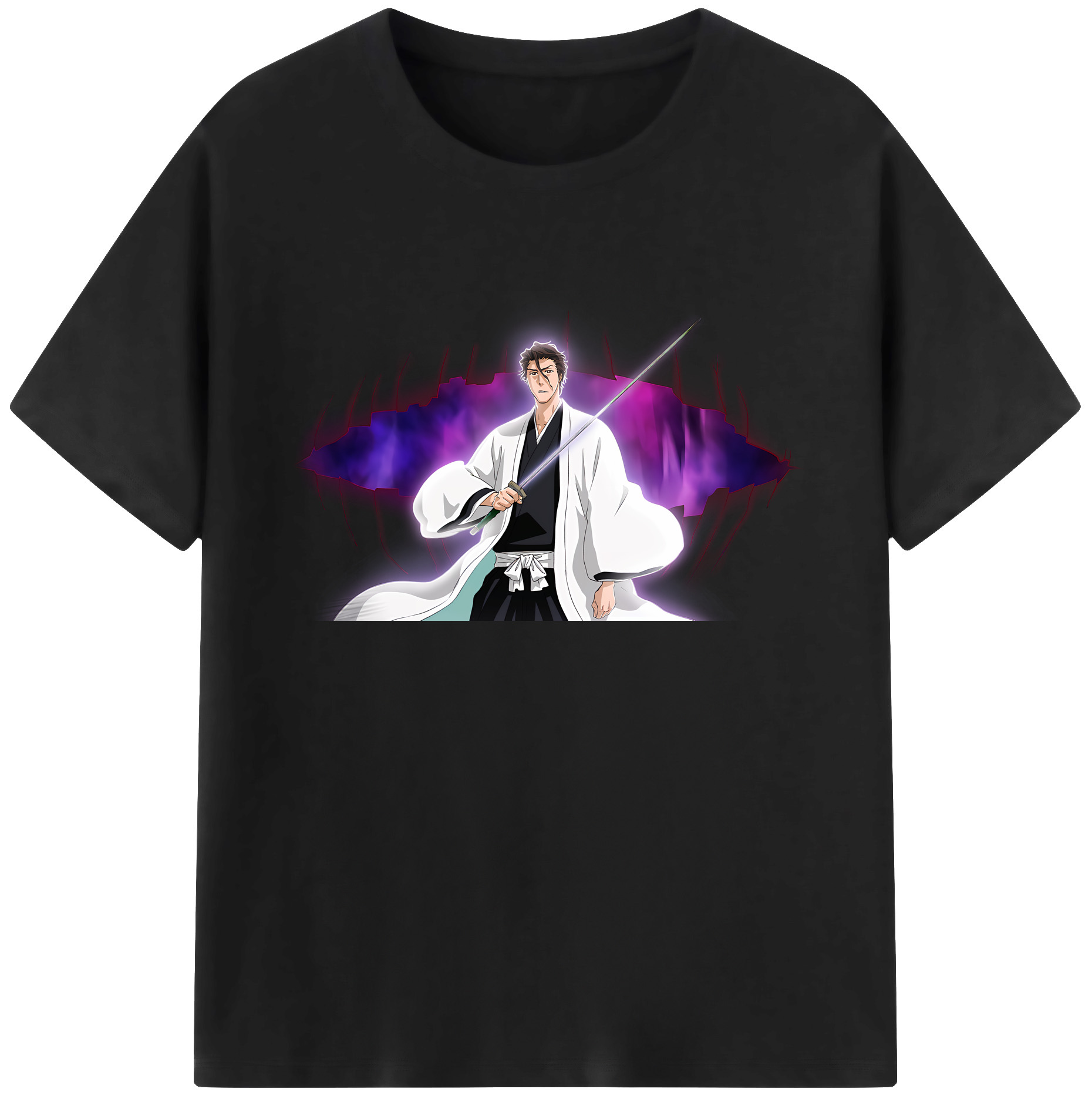 （画像用） ブリーチ 藍染 惣右介（あいぜん そうすけ） BLEACH Aizen Sousuke 綿100％ メンズ半袖Tシャツ｜肌触りやわらか＆通気性