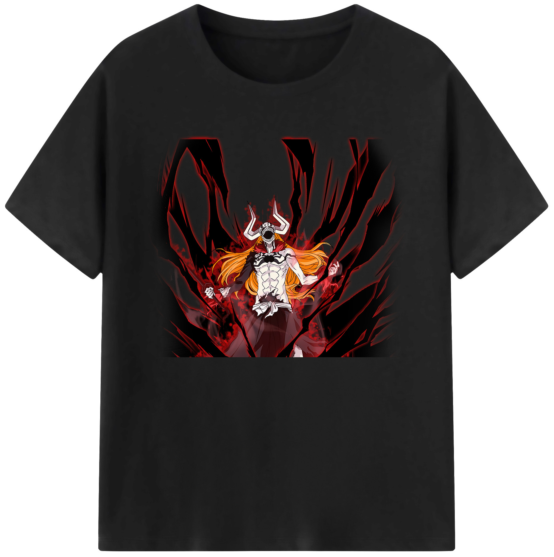 （画像用） ブリーチ 黒崎一護（くろさき いちご）BLEACH Kurosaki Ichigo 綿100％ メンズ半袖Tシャツ｜肌触りやわらか＆通気性