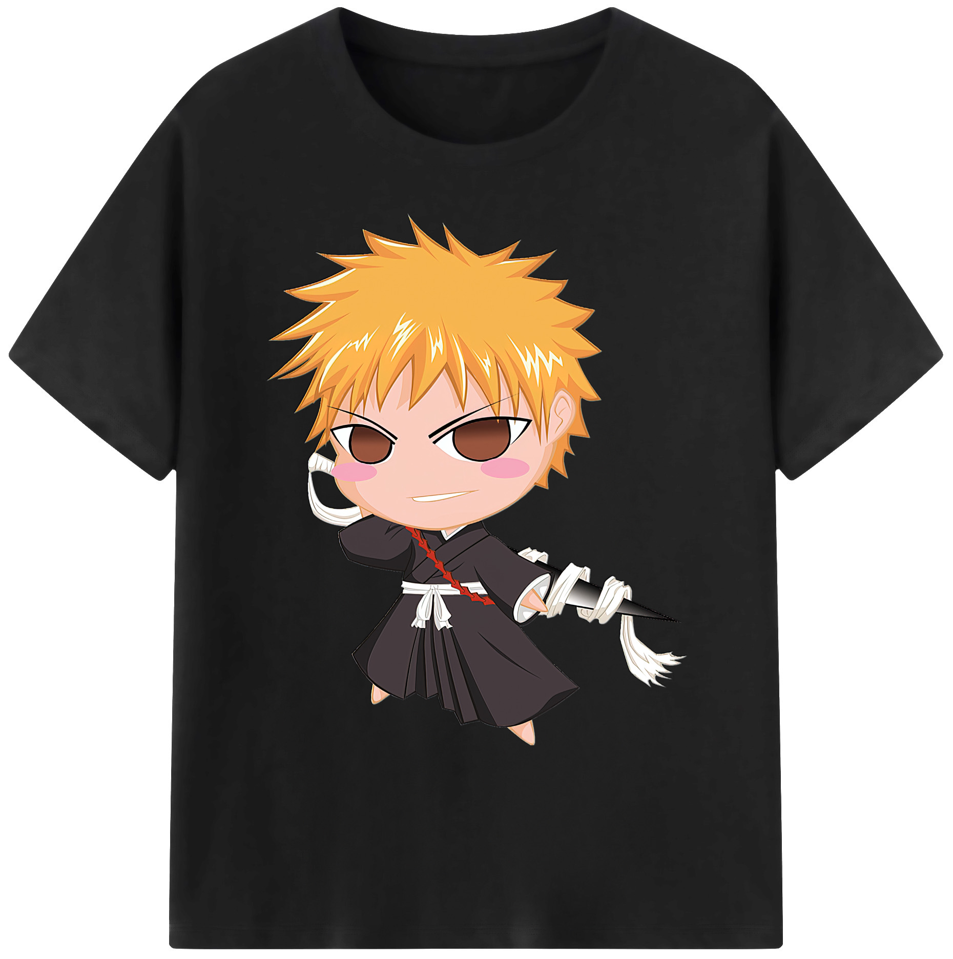 （画像用） ブリーチ 黒崎一護（くろさき いちご）BLEACH Kurosaki Ichigo 綿100％ メンズ半袖Tシャツ｜肌触りやわらか＆通気性