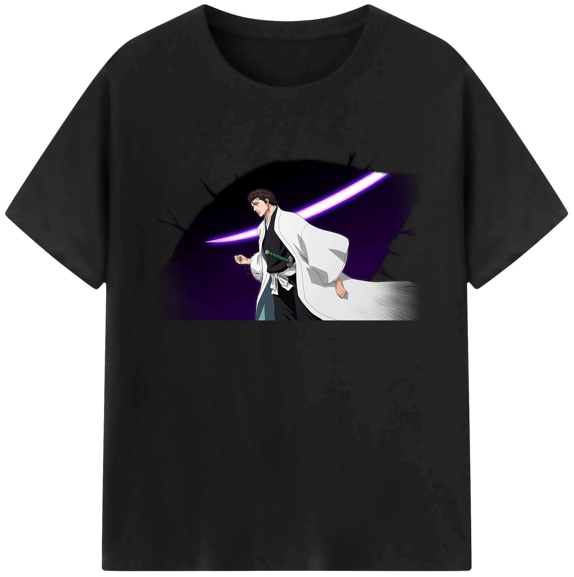 （画像用） ブリーチ 藍染 惣右介（あいぜん そうすけ） BLEACH Aizen Sousuke 綿100％ メンズ半袖Tシャツ｜肌触りやわらか＆通気性