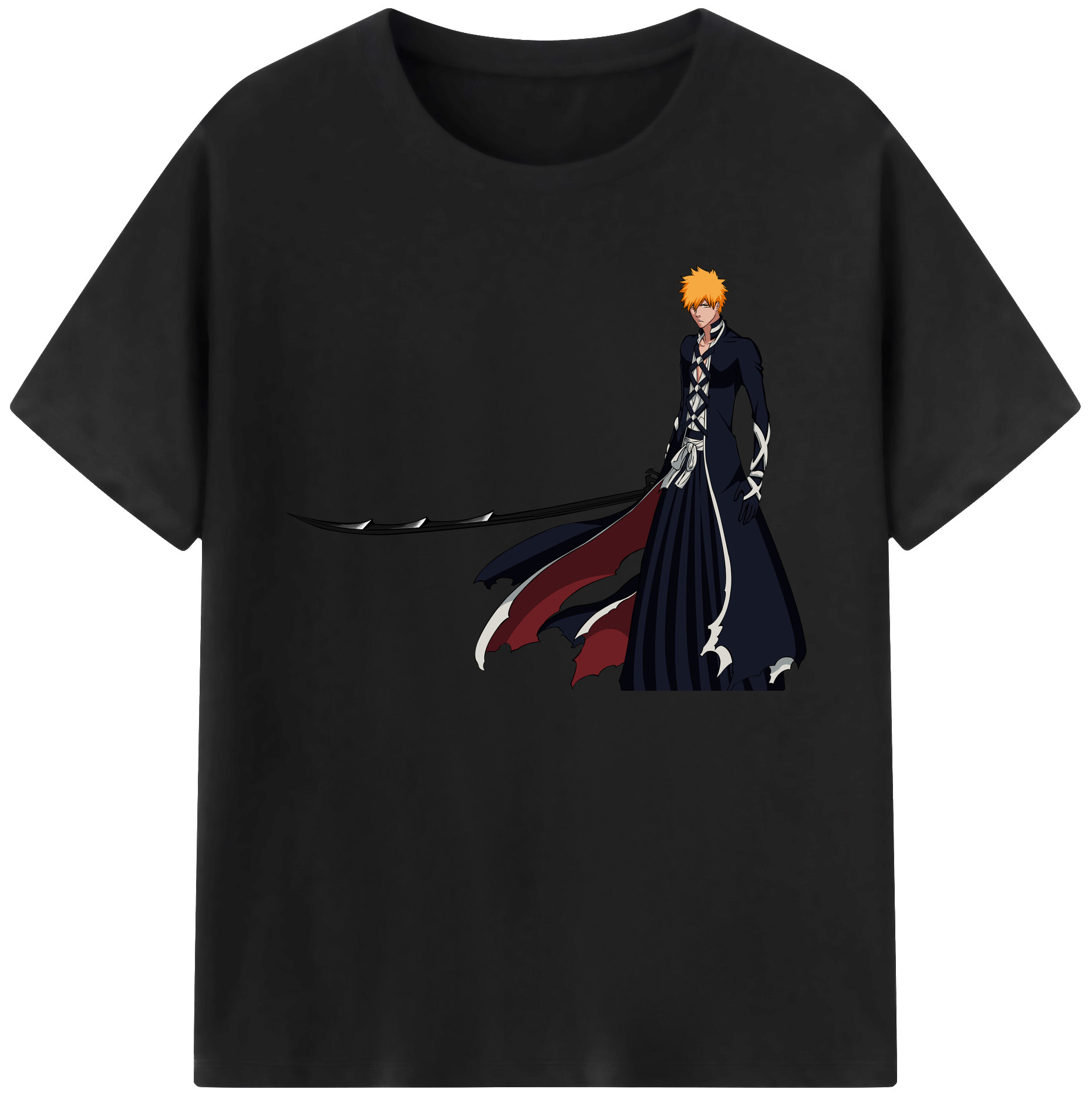（画像用） ブリーチ 黒崎一護（くろさき いちご）BLEACH Kurosaki Ichigo 綿100％ メンズ半袖Tシャツ｜肌触りやわらか＆通気性