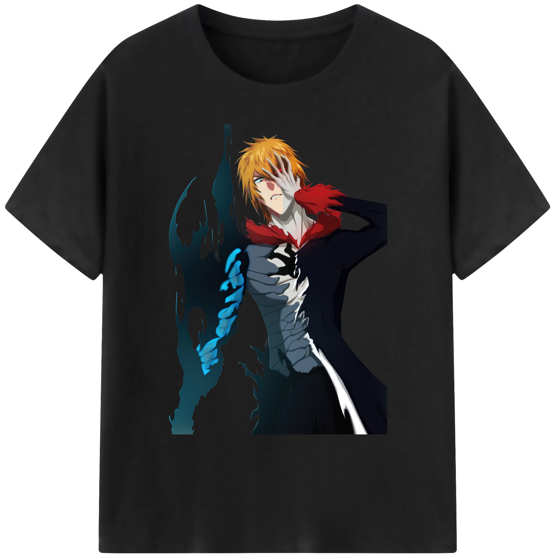 （画像用） ブリーチ 黒崎一護（くろさき いちご）BLEACH Kurosaki Ichigo 綿100％ メンズ半袖Tシャツ｜肌触りやわらか＆通気性