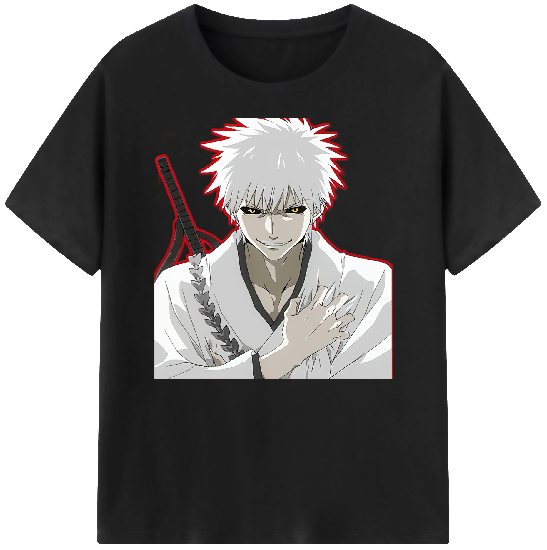 （画像用） ブリーチ 黒崎一護（くろさき いちご）BLEACH Kurosaki Ichigo 綿100％ メンズ半袖Tシャツ｜肌触りやわらか＆通気性