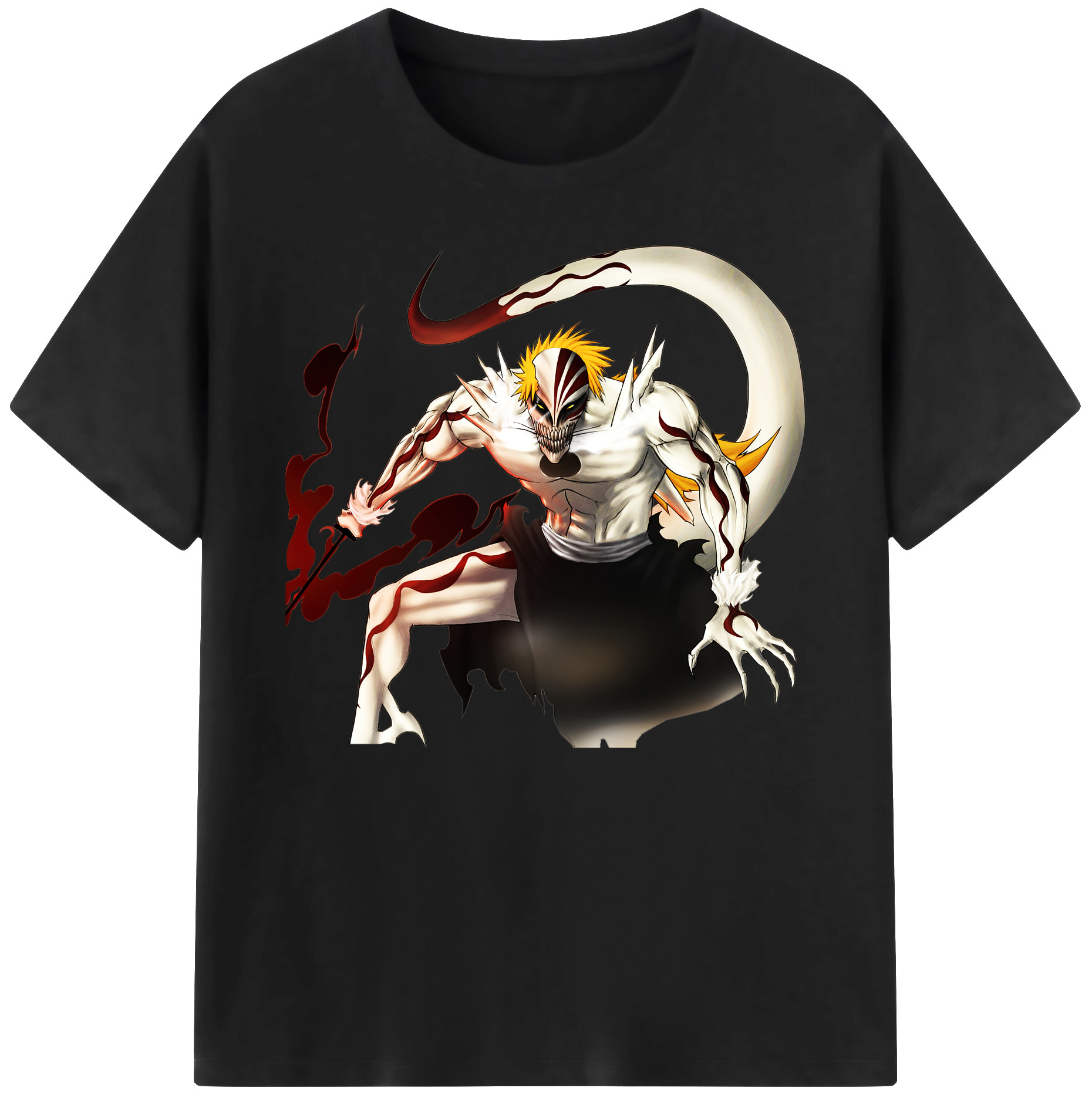 （画像用） ブリーチ 黒崎一護（くろさき いちご）BLEACH Kurosaki Ichigo 綿100％ メンズ半袖Tシャツ｜肌触りやわらか＆通気性