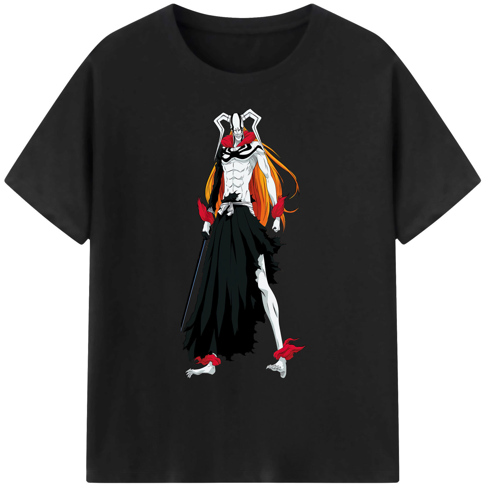 （画像用） ブリーチ 黒崎一護（くろさき いちご）BLEACH Kurosaki Ichigo 綿100％ メンズ半袖Tシャツ｜肌触りやわらか＆通気性